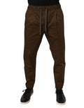 Pantalon de jogging Dolce & Gabbana en coton marron et stretch, style décontracté avec taille élastique et poches latérales.