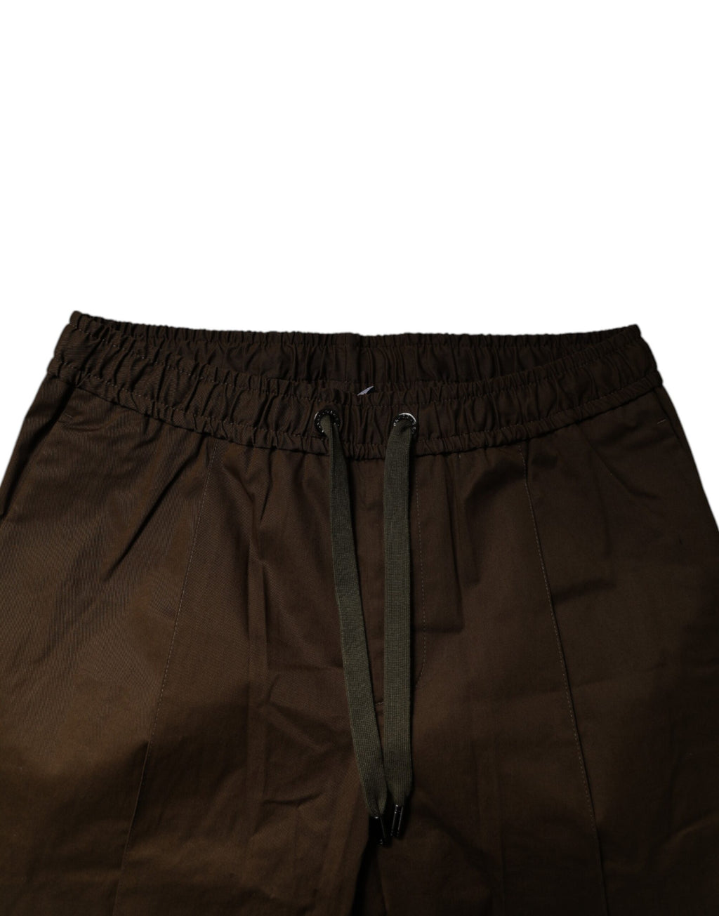 Pantalon jogger Dolce & Gabbana en coton stretch marron, confortable et décontracté, vue de face sur fond neutre.