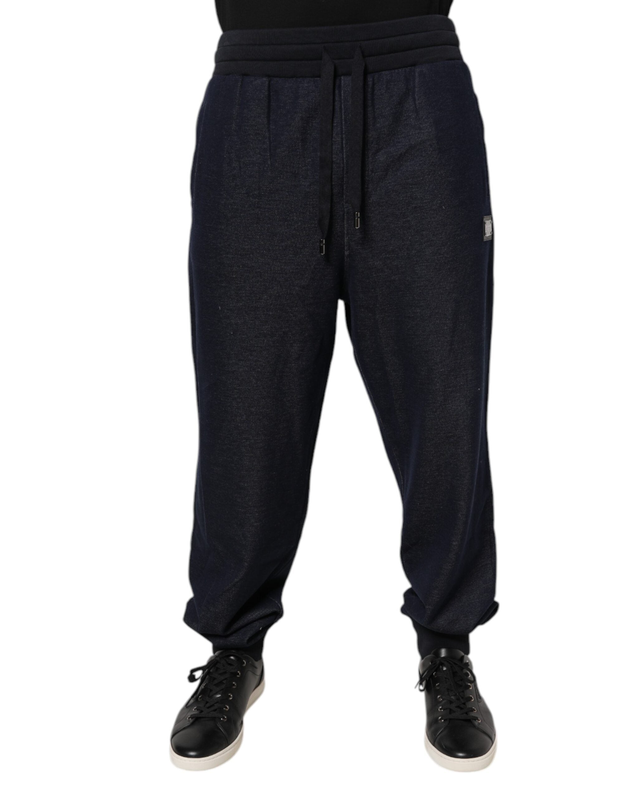 Pantalon jogging noir en jacquard Dolce & Gabbana pour homme, sweatpants élégants avec motif texturé et coupe confortable.