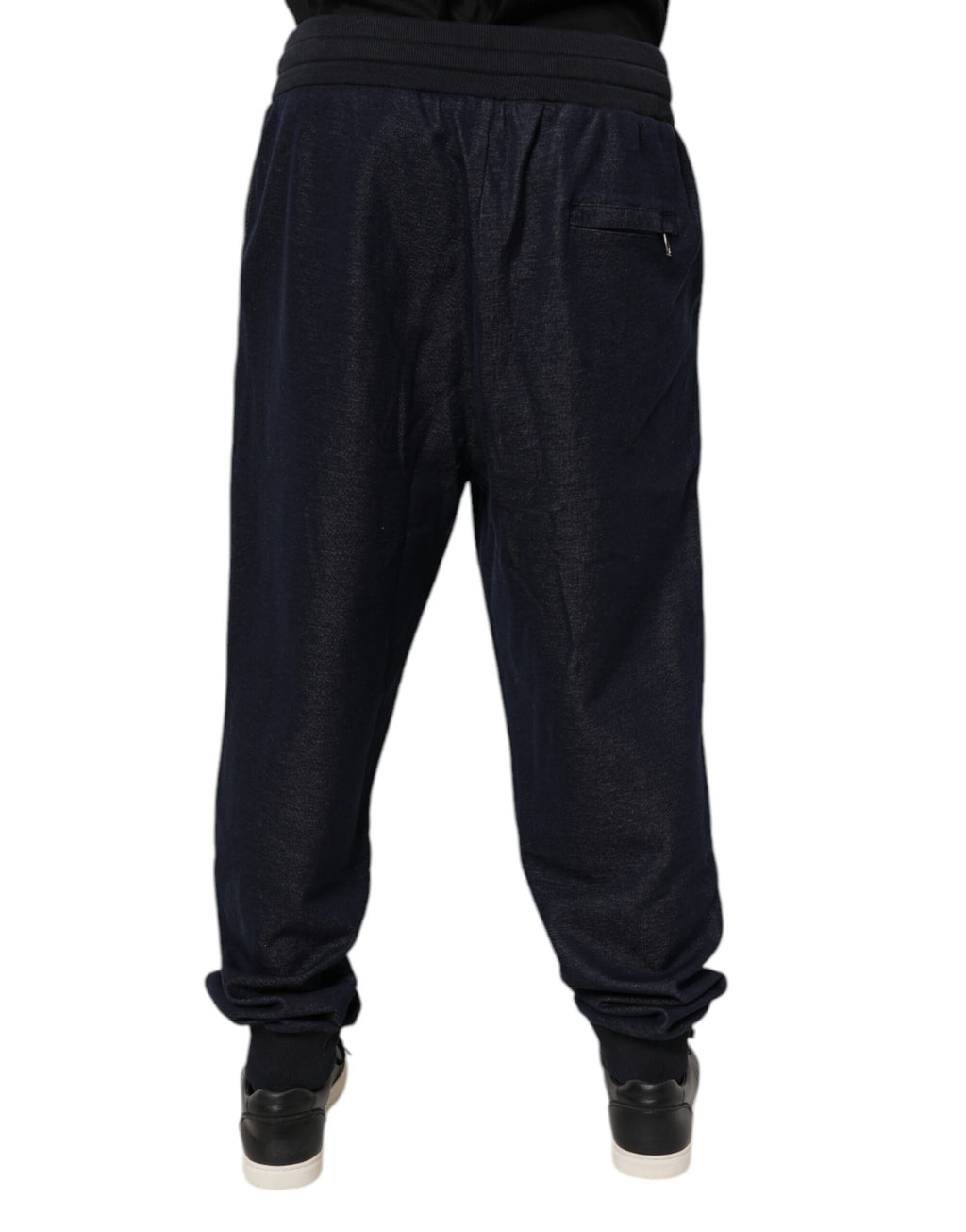 Pantalon jogging noir Dolce & Gabbana en jacquard pour homme, style décontracté et élégant, vue de face.