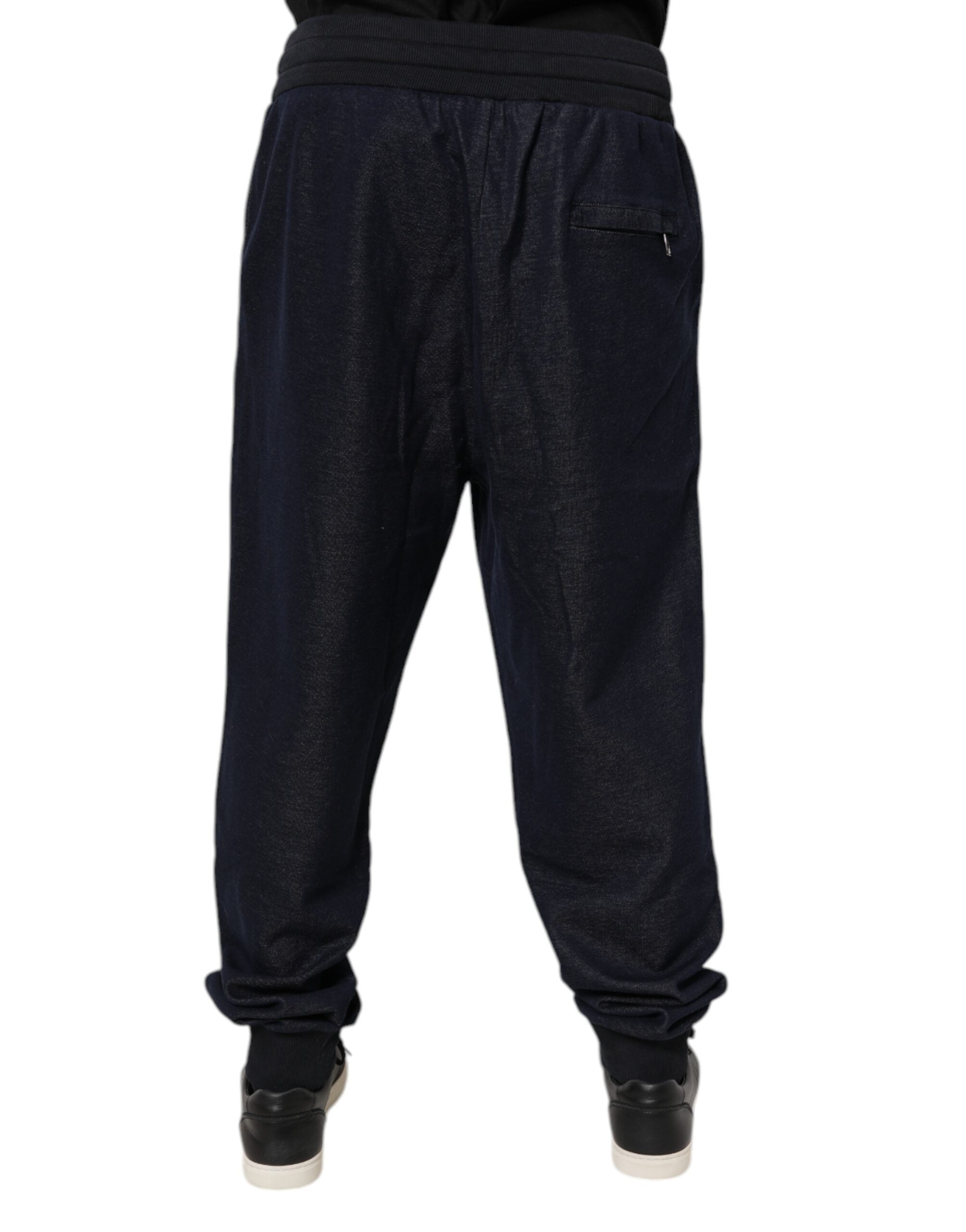 Pantalon jogging noir Dolce & Gabbana en jacquard pour homme, style décontracté et élégant, vue de face.