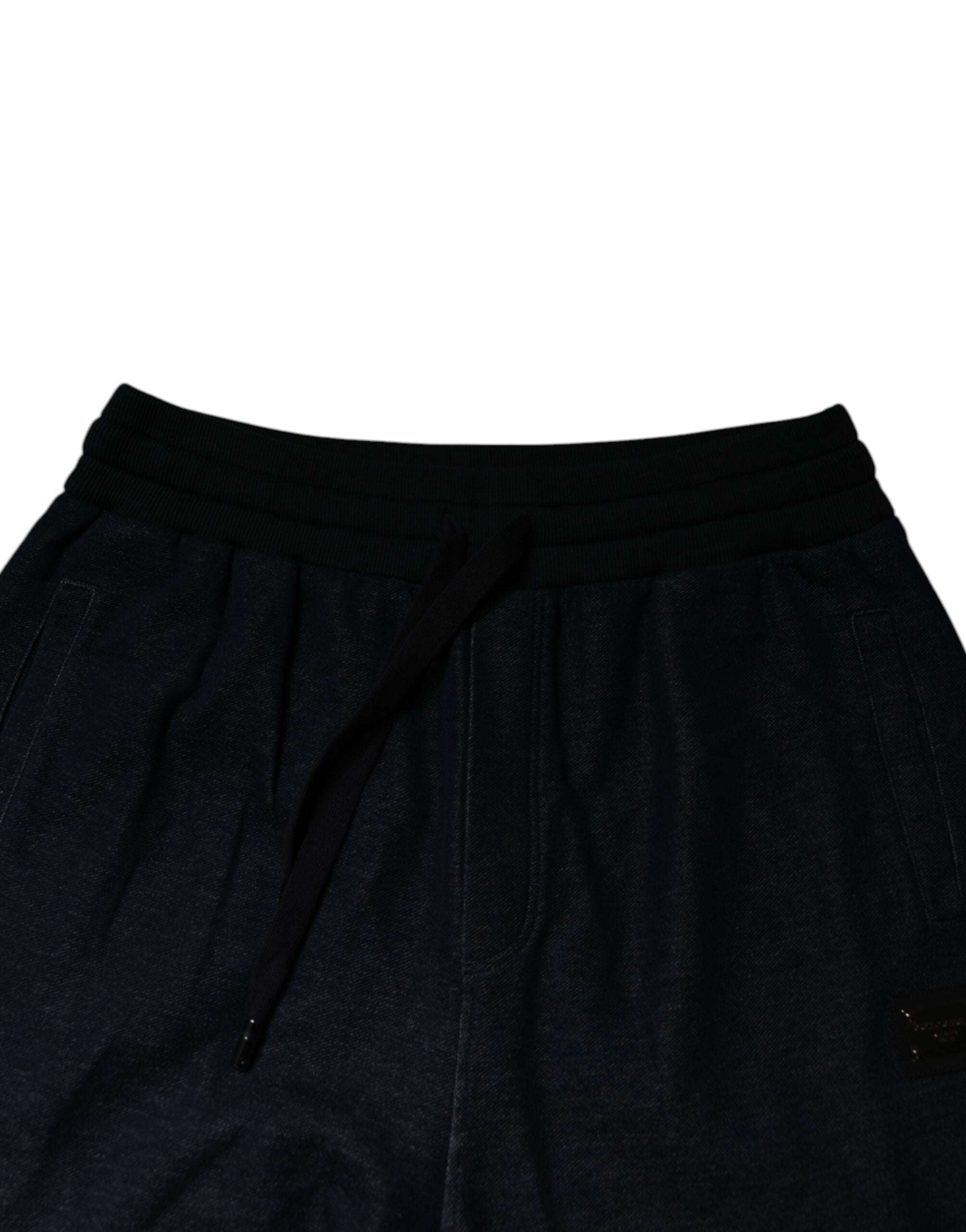 Pantalon jogger noir Dolce & Gabbana en jacquard pour homme, sweatpants élégants avec motif tissé.