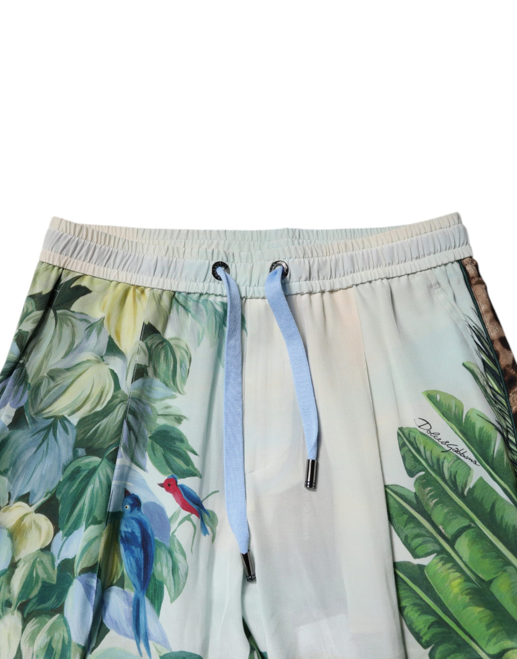 Pantalon jogger Dolce & Gabbana à motifs tropicaux multicolores, pantalon de sport tendance et confortable.