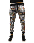 Pantalon de survêtement Dolce & Gabbana à motif pied-de-poule multicolore pour hommes, avec ceinture à cordon.