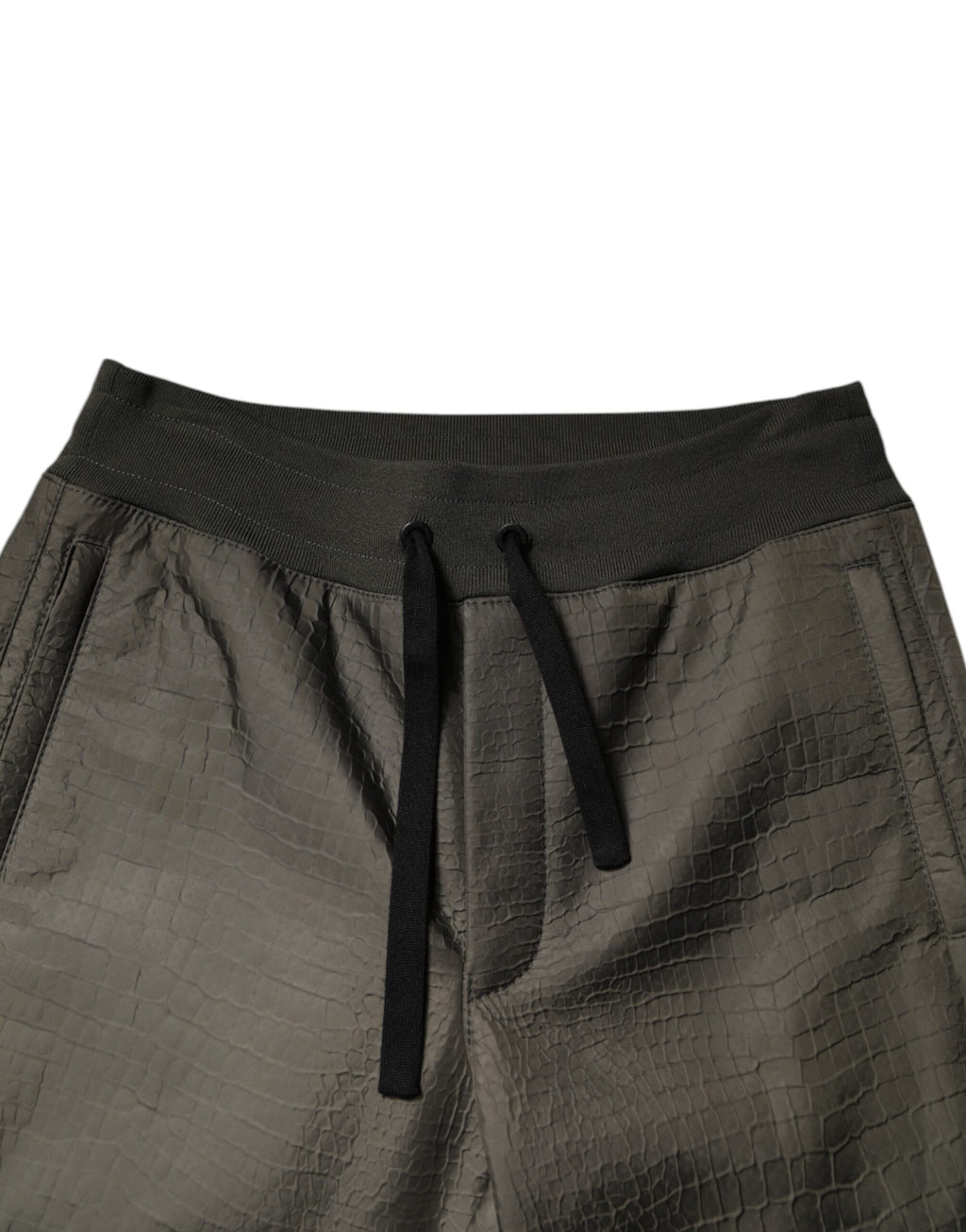 Pantalon de survêtement pour homme en cuir d'agneau marron de Dolce & Gabbana, vue de face.