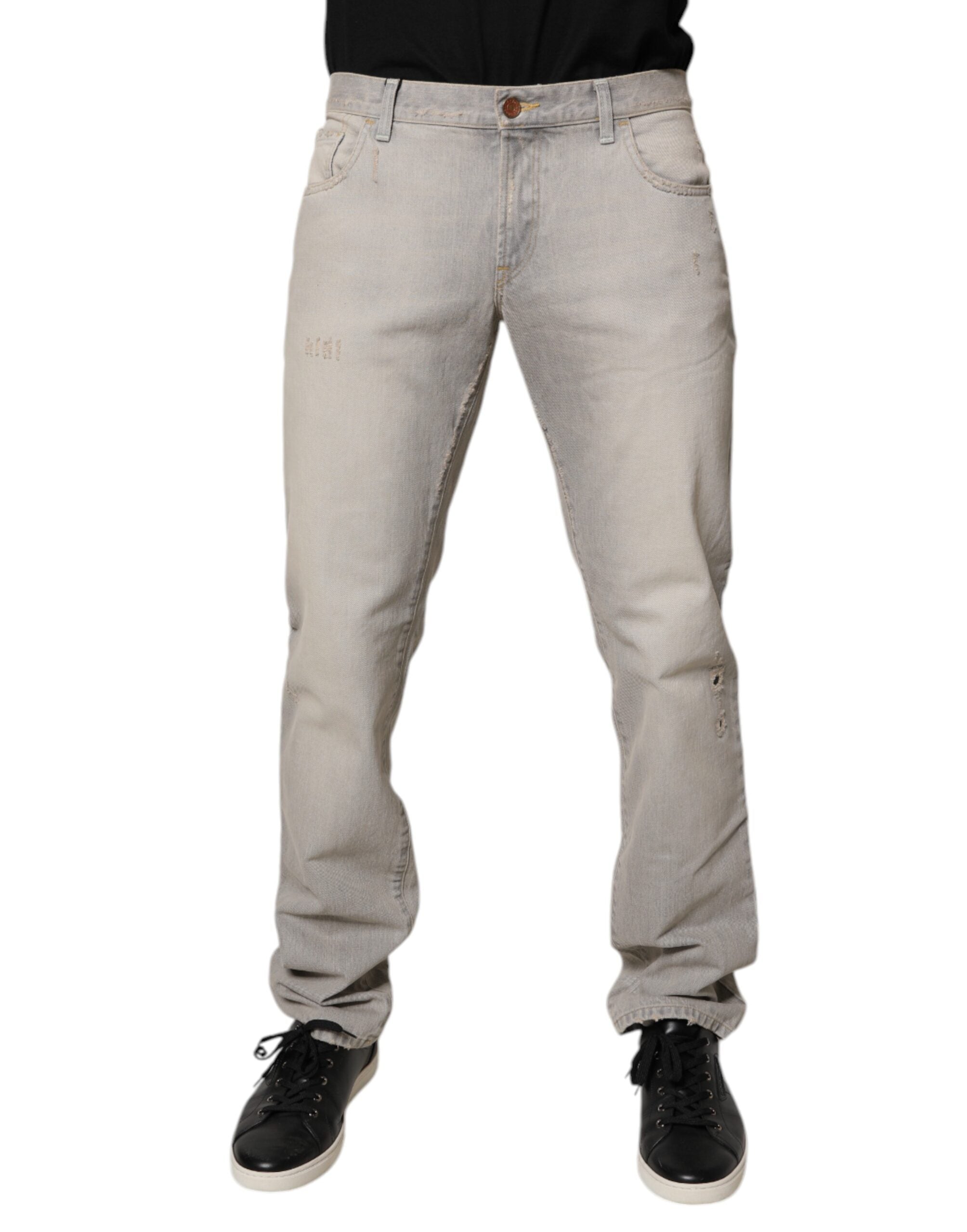 Jeans skinny en coton gris clair de Dolce & Gabbana, coupe ajustée et détails classiques en denim.