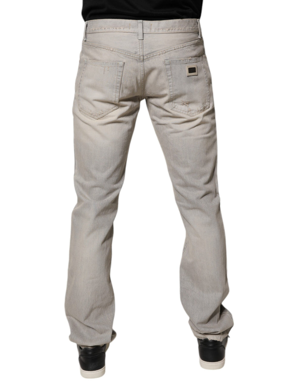 Jeans skinny en coton gris clair de Dolce & Gabbana, denim élégant, ajusté, avec détails modernes.