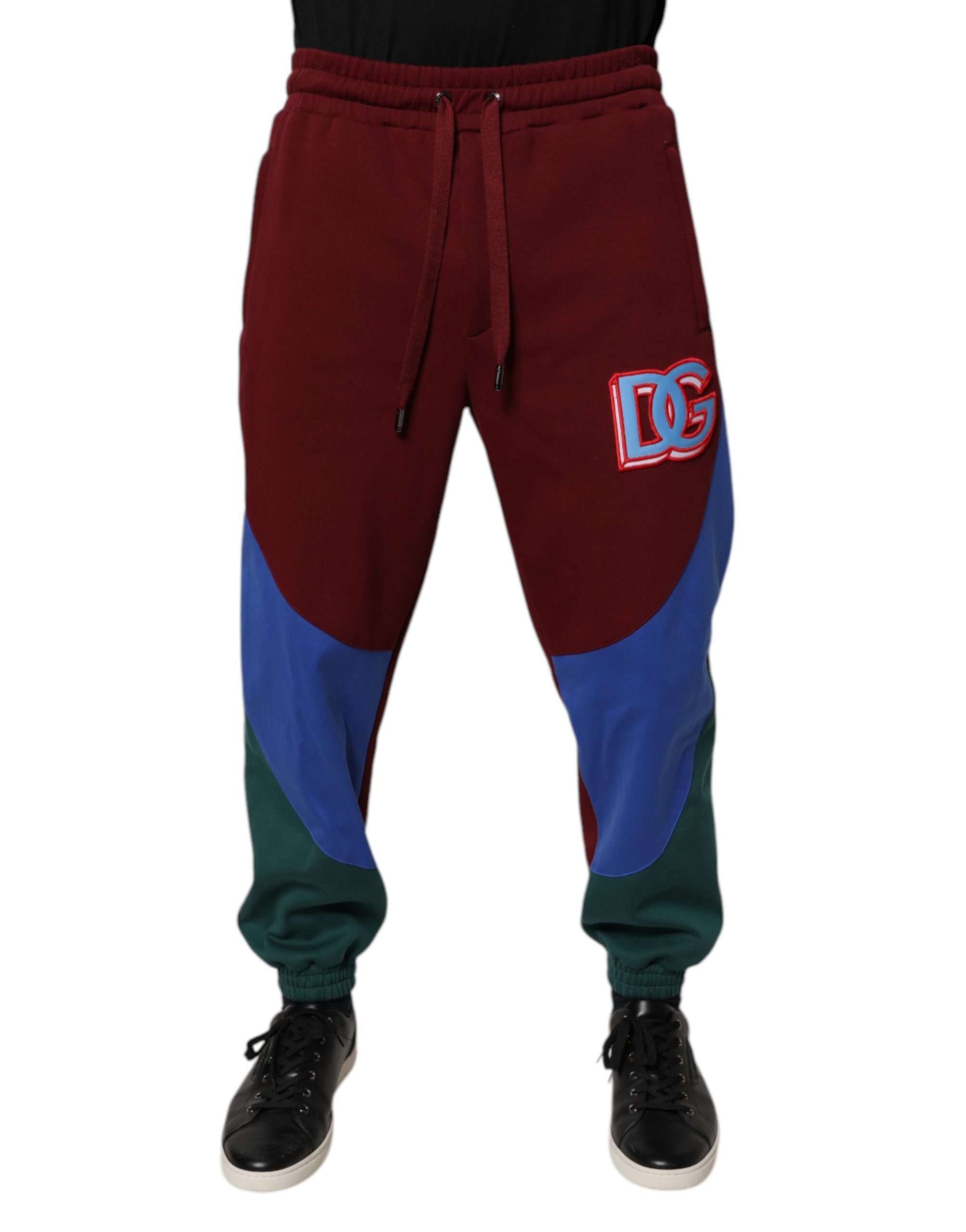 Pantalon jogging homme Dolce & Gabbana en coton multicolore, style décontracté avec détails colorés.
