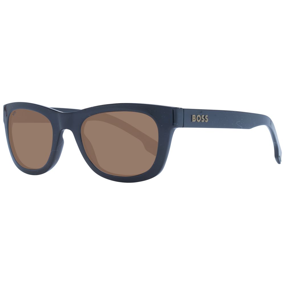 Lunettes de soleil Hugo Boss Eco Cellulose Propionate noires, mode élégante, monture en cellulose, style sophistiqué et durable.