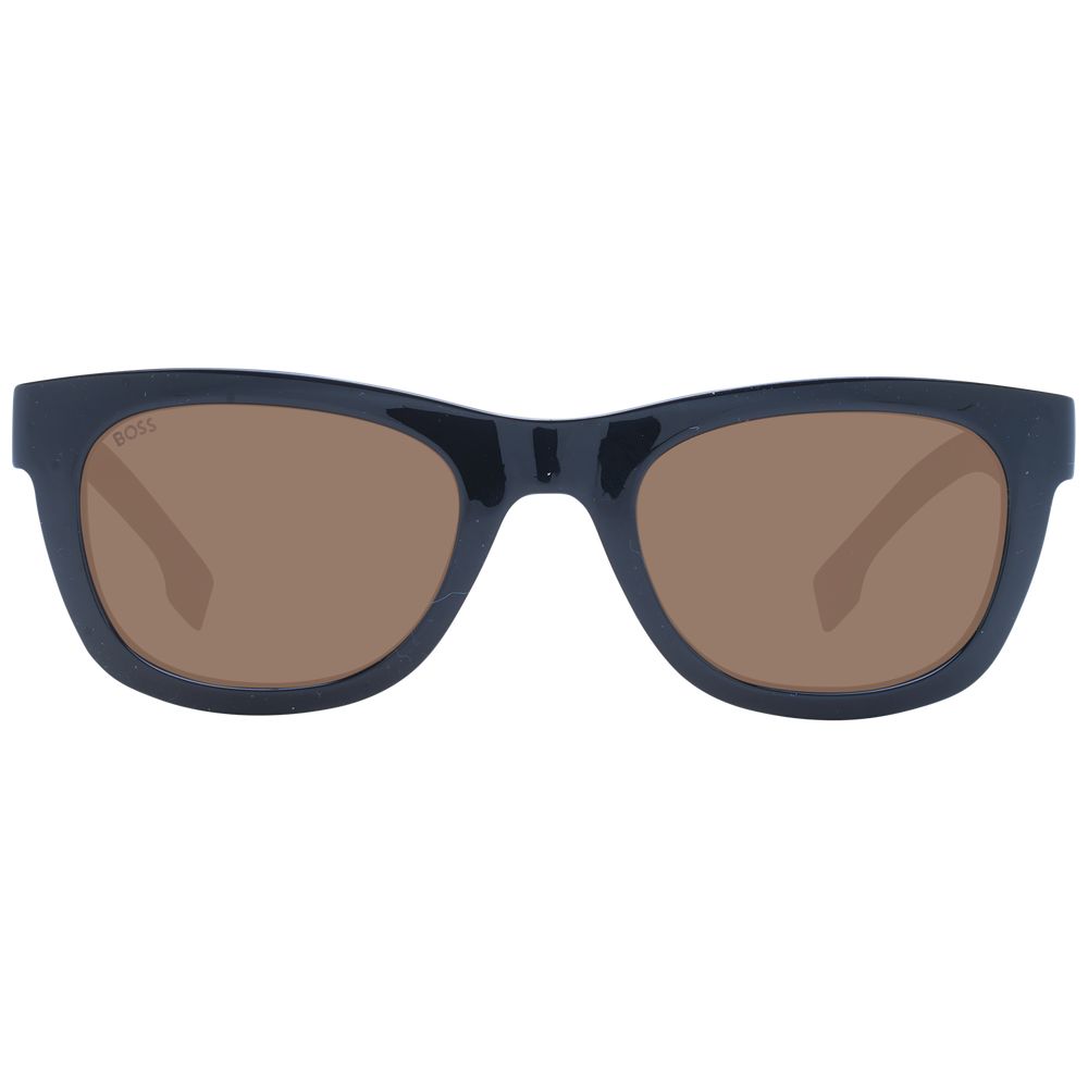 Lunettes de soleil écologiques en propionate de cellulose noire de Hugo Boss, style élégant et moderne.