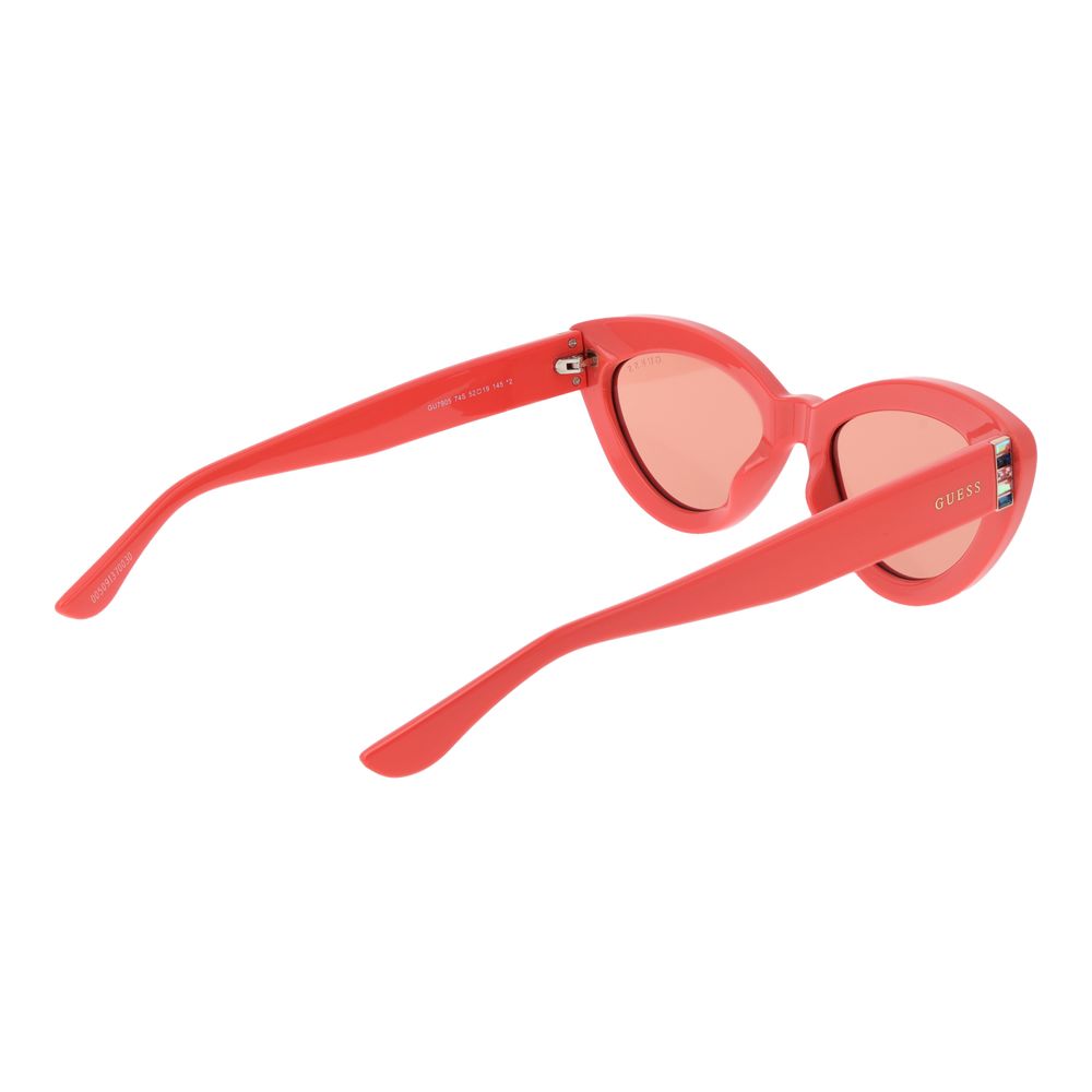 Lunettes de soleil en plastique rose Guess, monture élégante et moderne avec verres teintés, pour un look tendance.