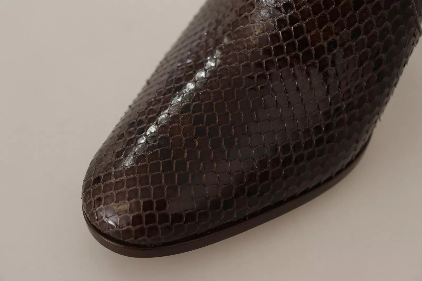 Chaussures à talons Dolce & Gabbana en cuir exotique marron, bottines hautes élégantes pour femme