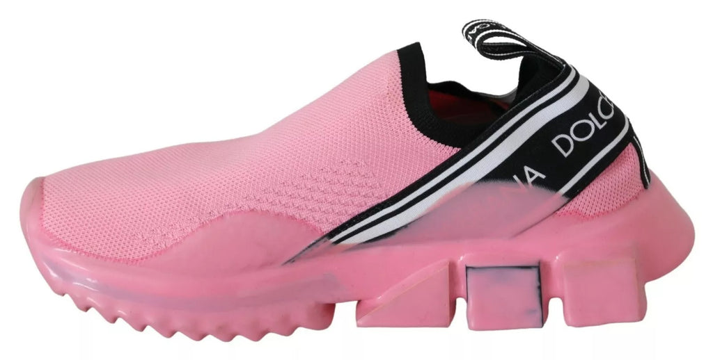Sneakers bass Dolce & Gabbana Sorrento rose à enfiler, chaussures décontractées en toile avec semelle blanche.
