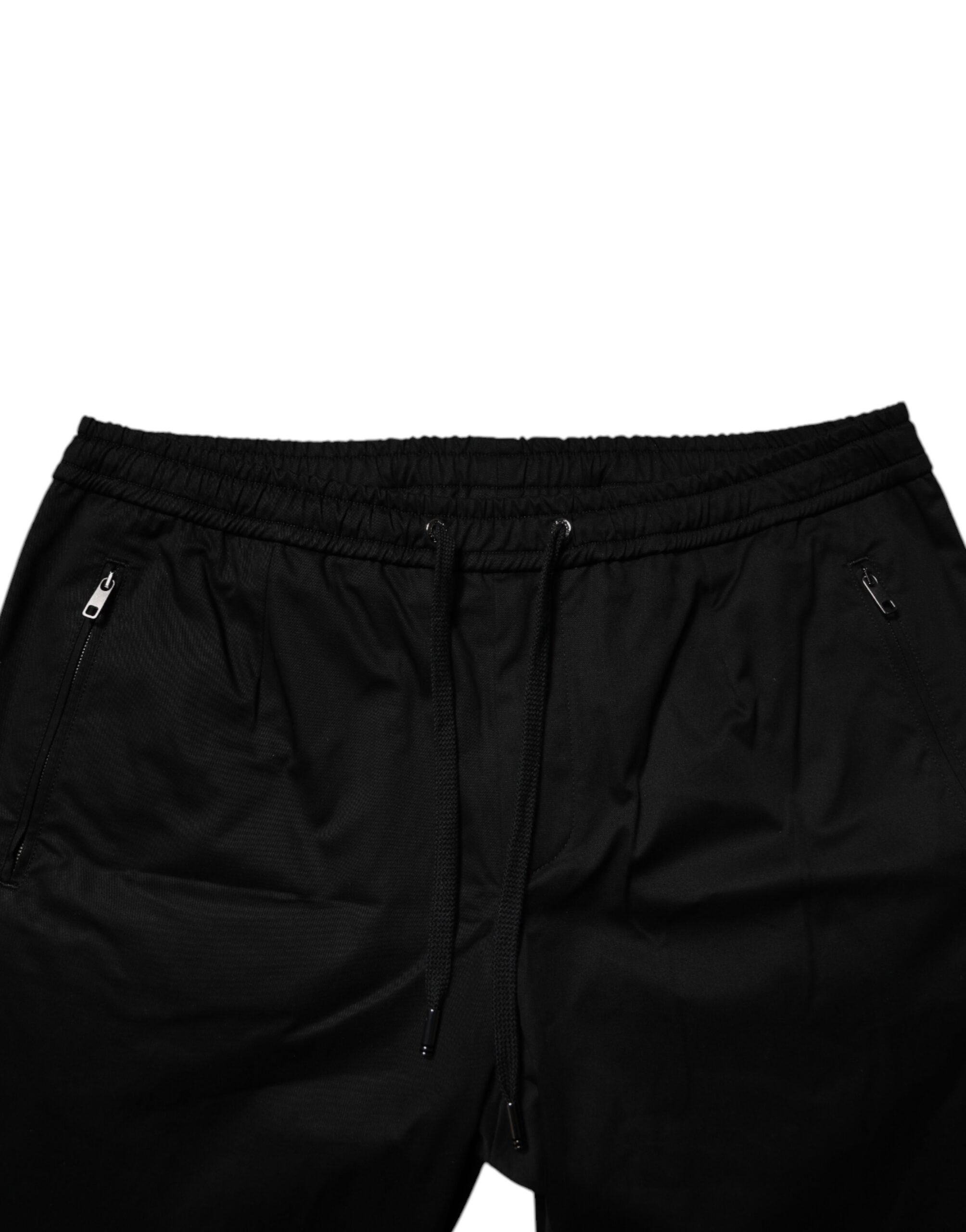 Pantalon de jogging Dolce & Gabbana en coton stretch noir, coupe décontractée et confortable avec logo subtil.