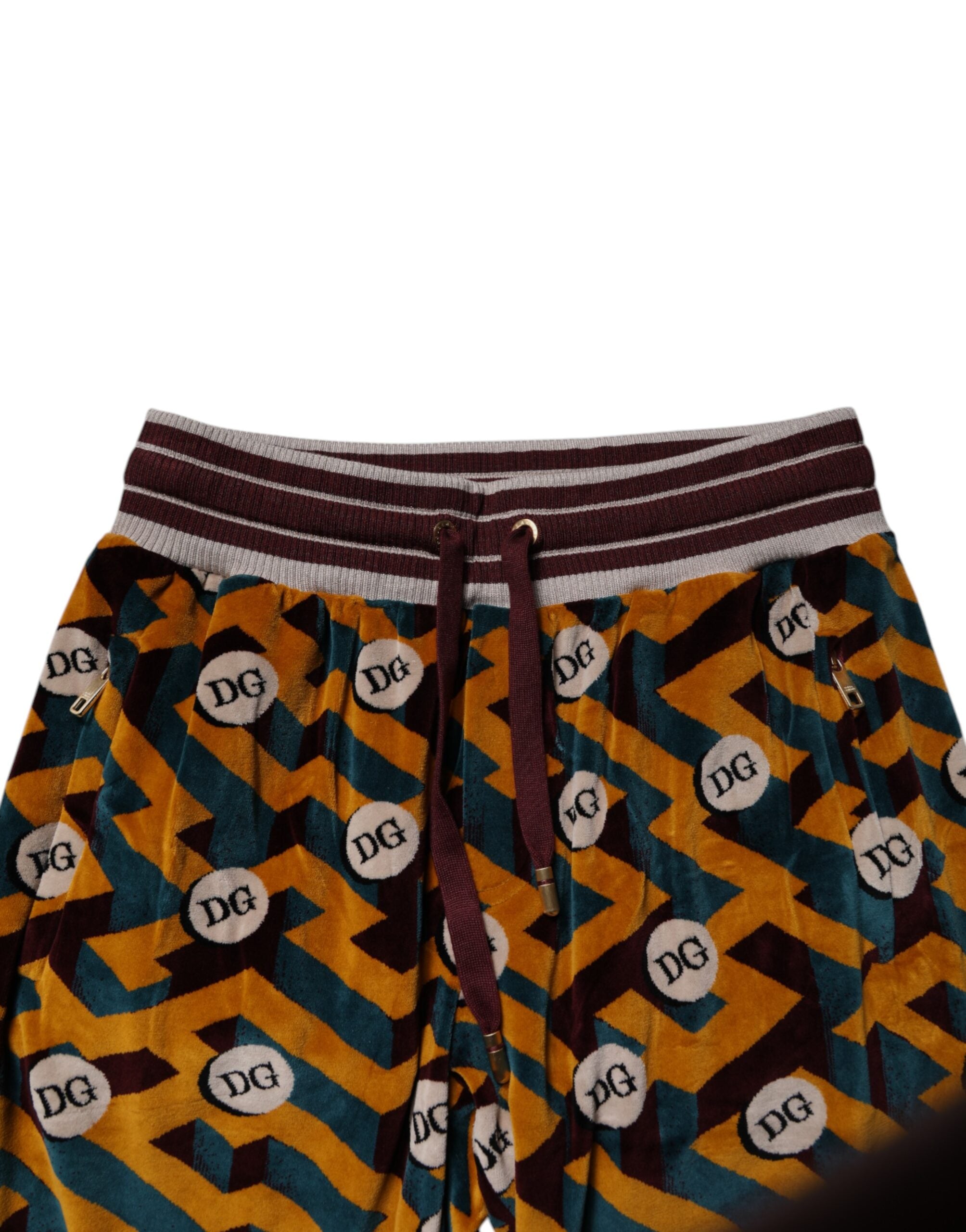 Pantalons jogger Dolce & Gabbana à logo multicolore et monogramme, en coton avec ceinture élastique et poches latérales.