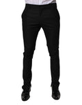 Pantalon formel homme Dolce & Gabbana en laine vierge noire, coupe skinny, style élégant et tendance.