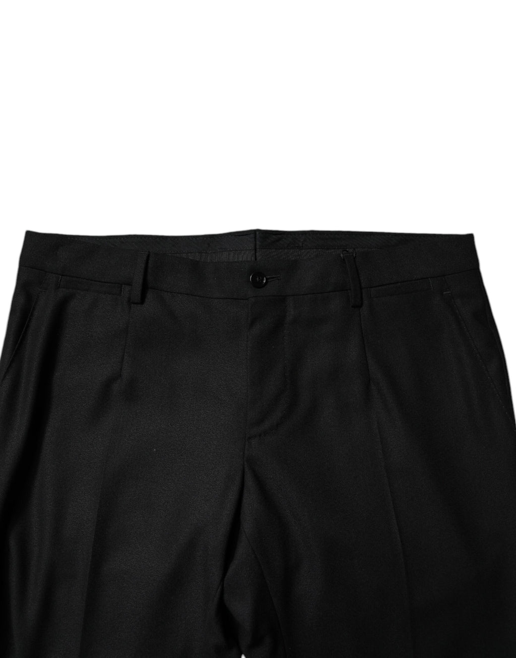 Pantalon noir en laine vierge pour homme de style skinny, pantalon formel Dolce & Gabbana, vue de face.