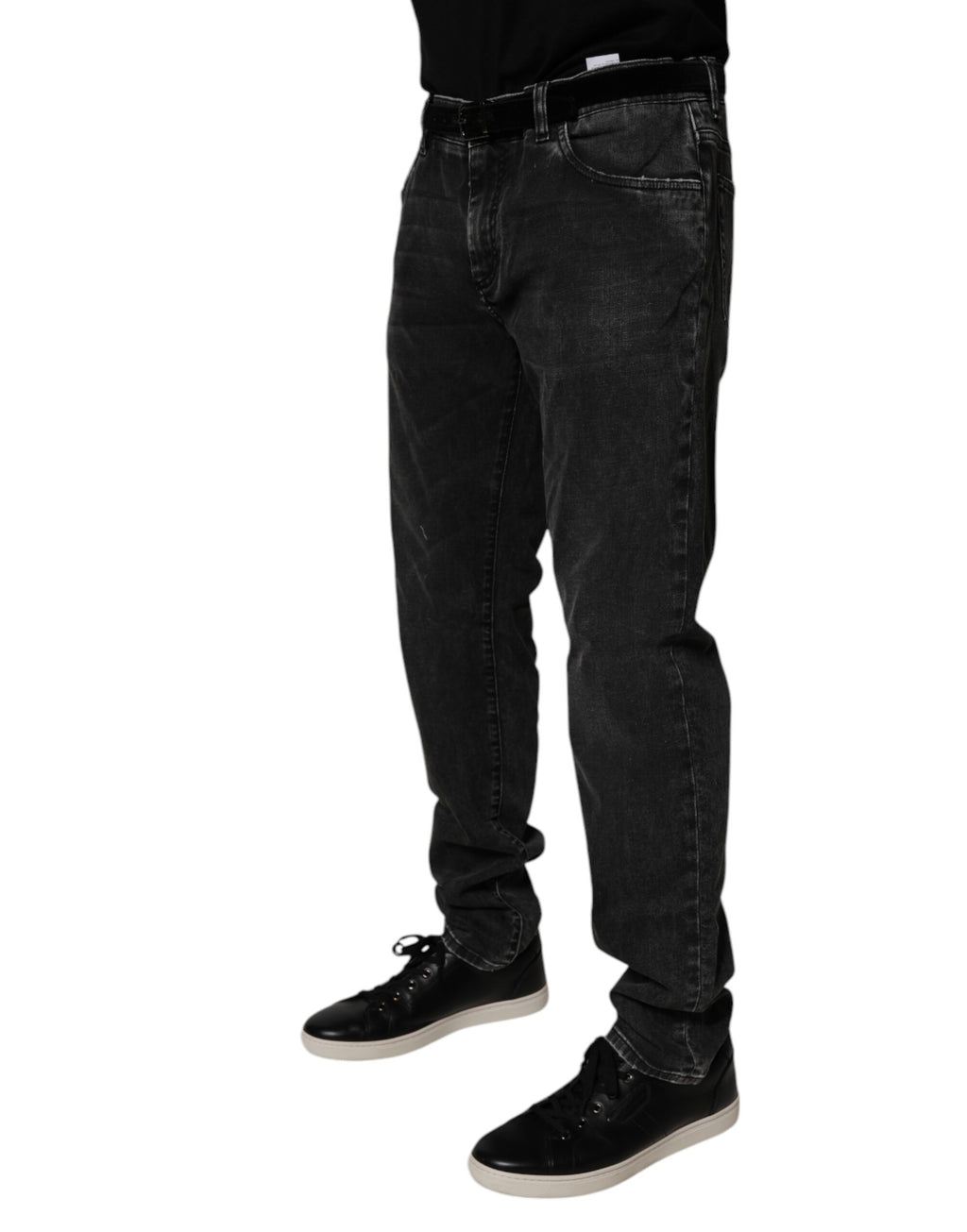 Jeans skinny en coton stretch noir pour homme de Dolce & Gabbana, coupe ajustée et style moderne.
