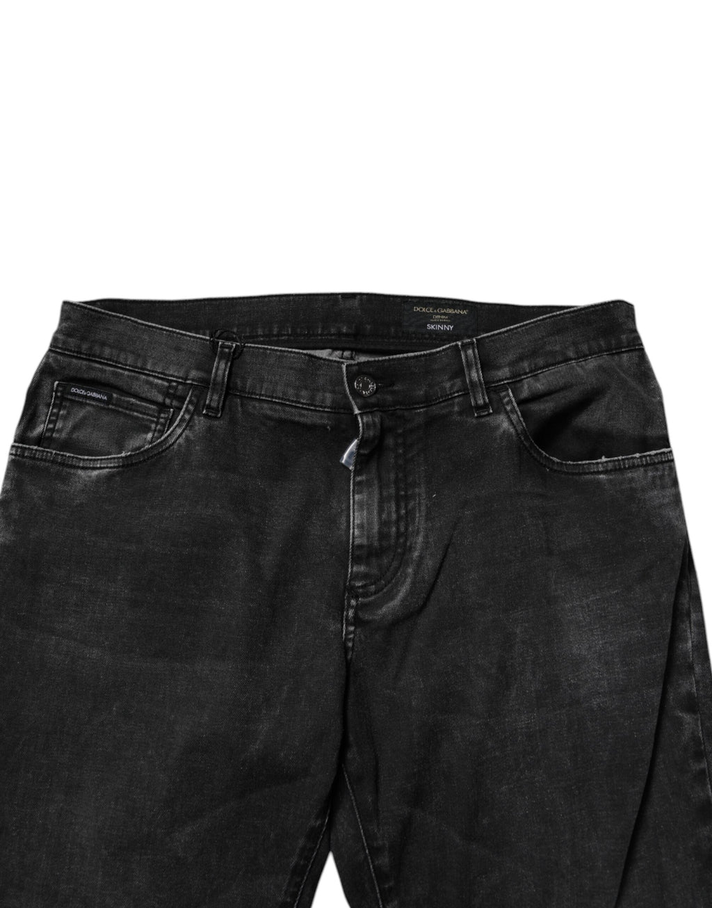 Jeans skinny en coton stretch noir pour homme de Dolce & Gabbana, coupe ajustée et moderne, visibles détails en denim.