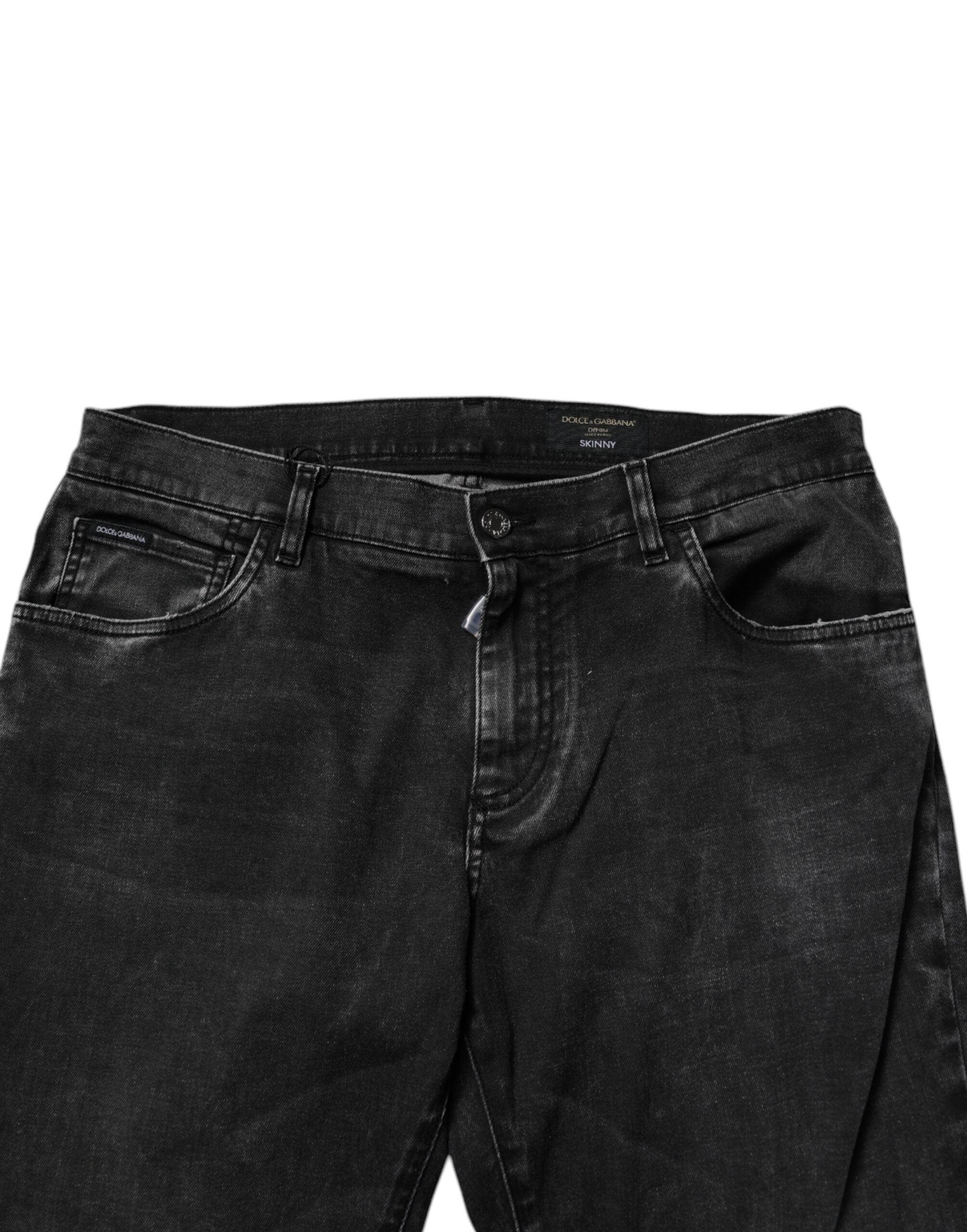 Jeans skinny en coton stretch noir pour homme de Dolce & Gabbana, coupe ajustée et moderne, visibles détails en denim.