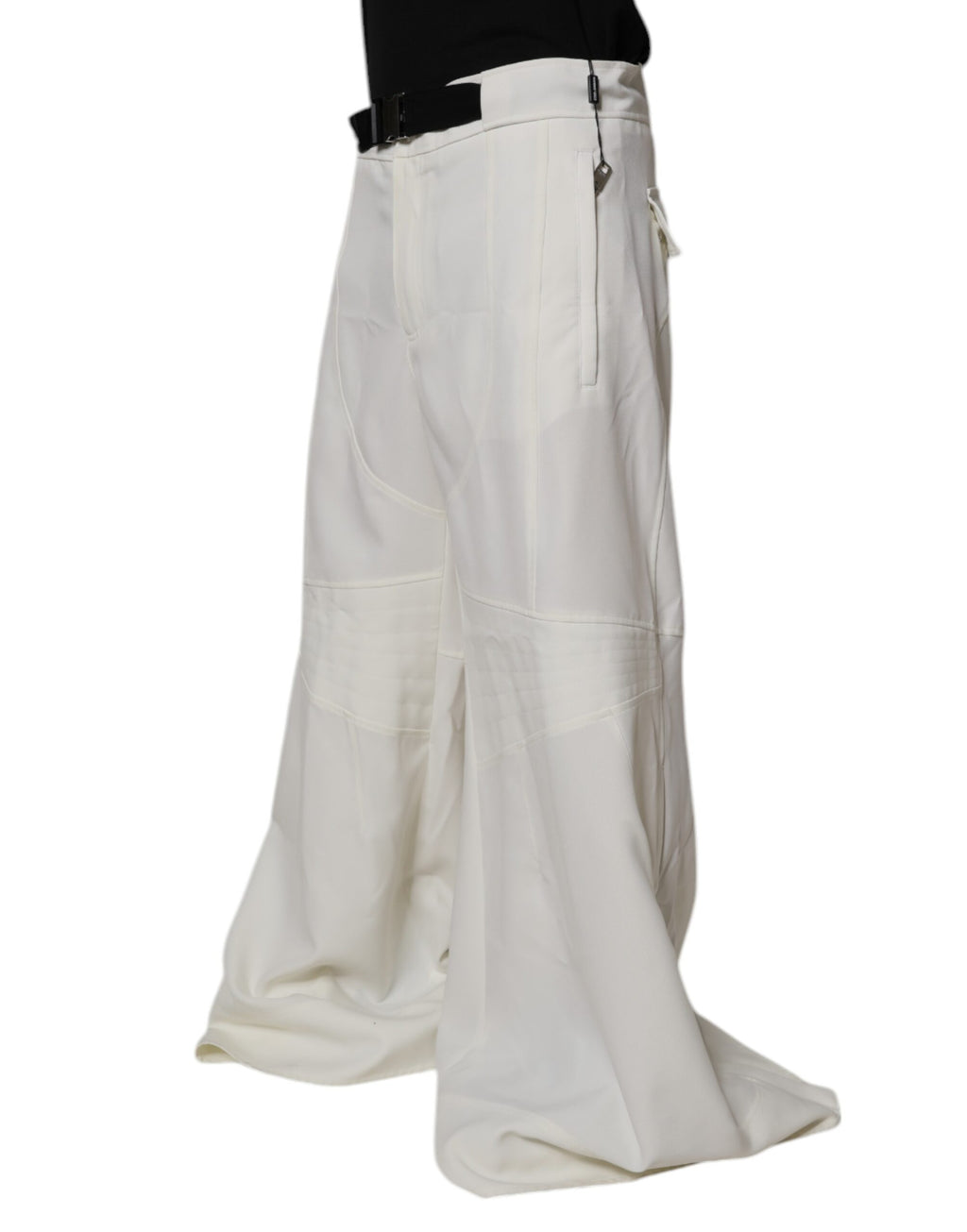 Pantalon blanc taille moyenne à jambes larges Dolce & Gabbana, style élégant et décontracté, en tissu fluide.