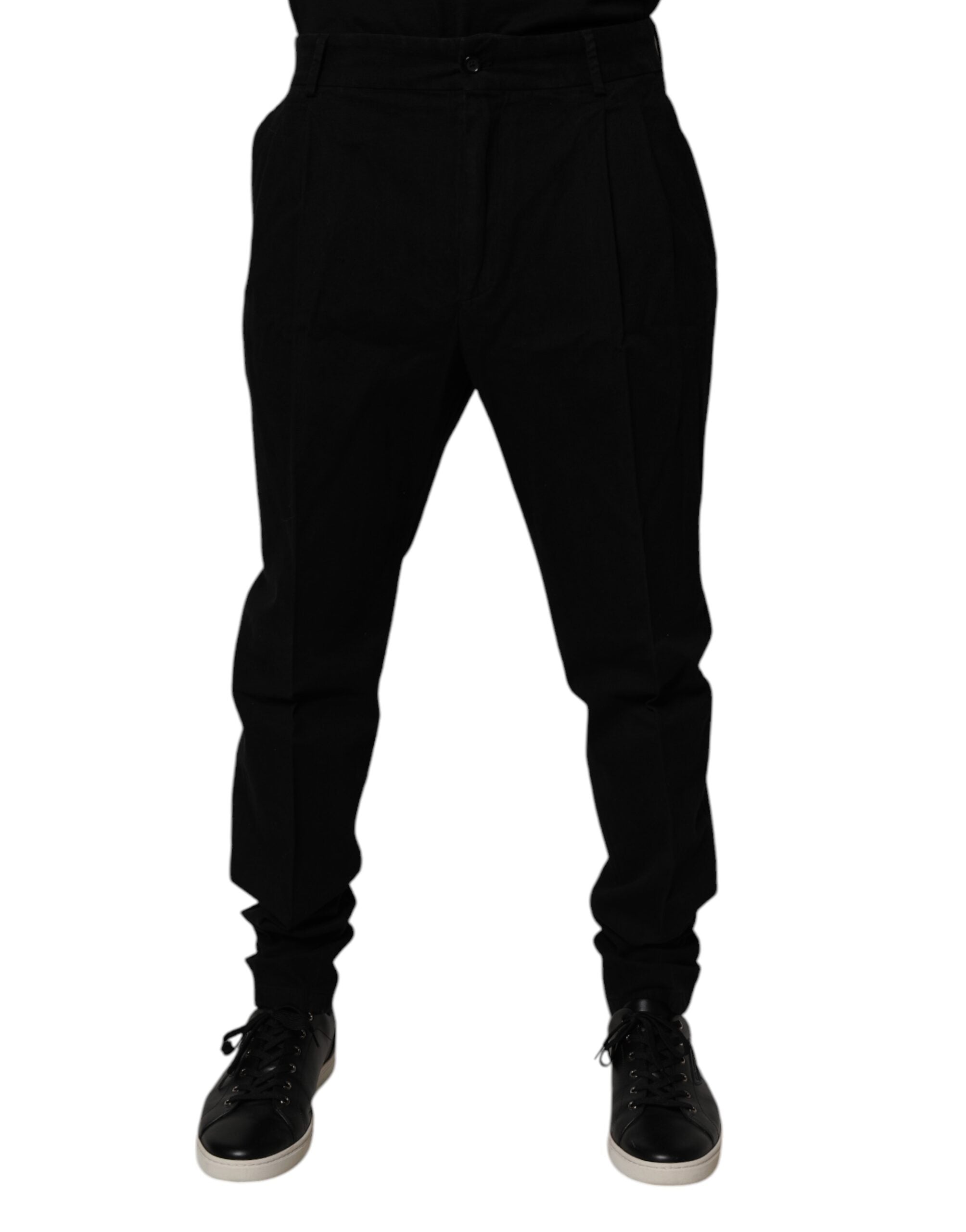 Pantalon skinny noir en coton stretch de Dolce & Gabbana, coupe ajustée et moderne, visible sur l'image.