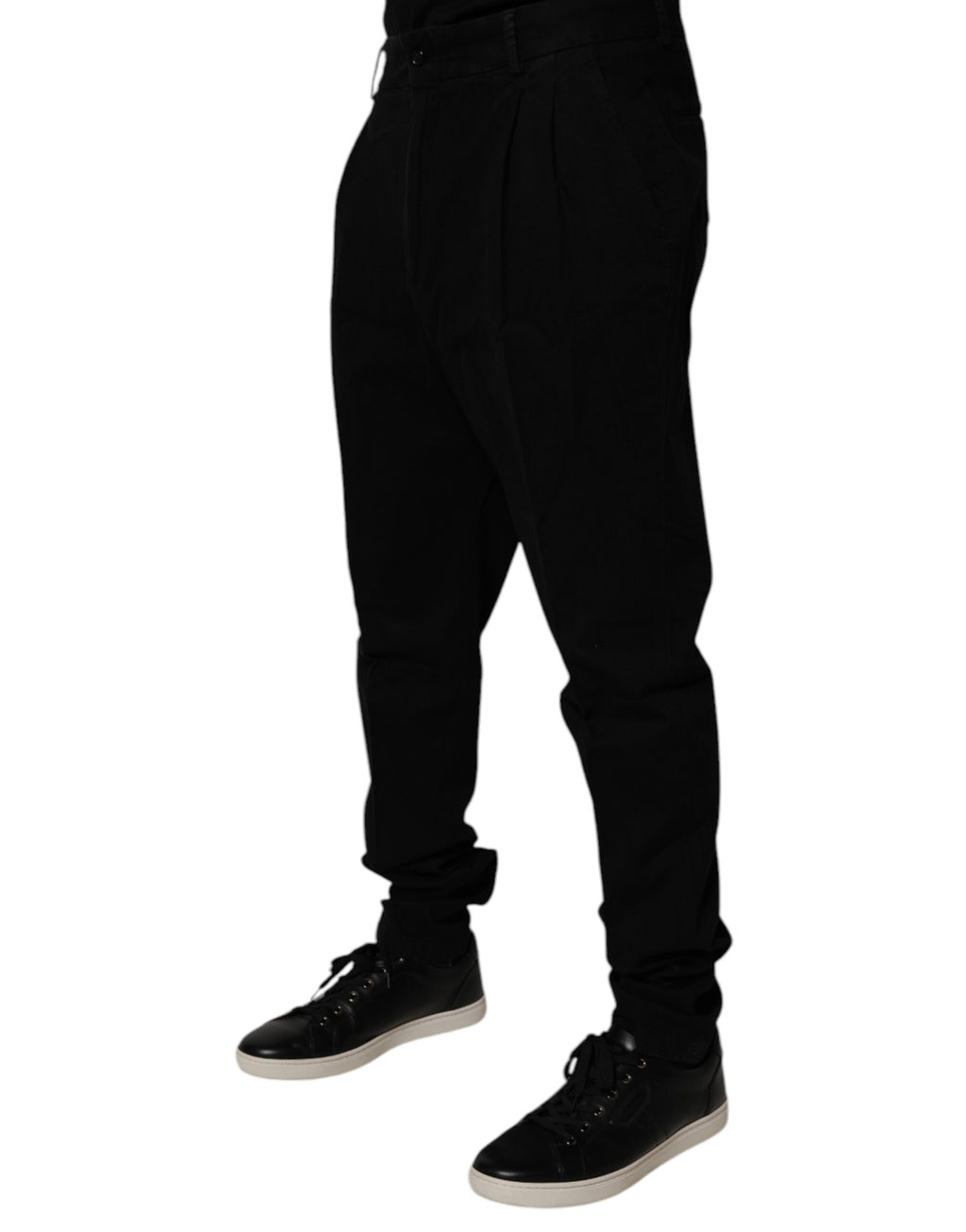 Pantalon skinny en coton stretch noir de Dolce & Gabbana, coupe ajustée et élégante pour un style moderne et sophistiqué.