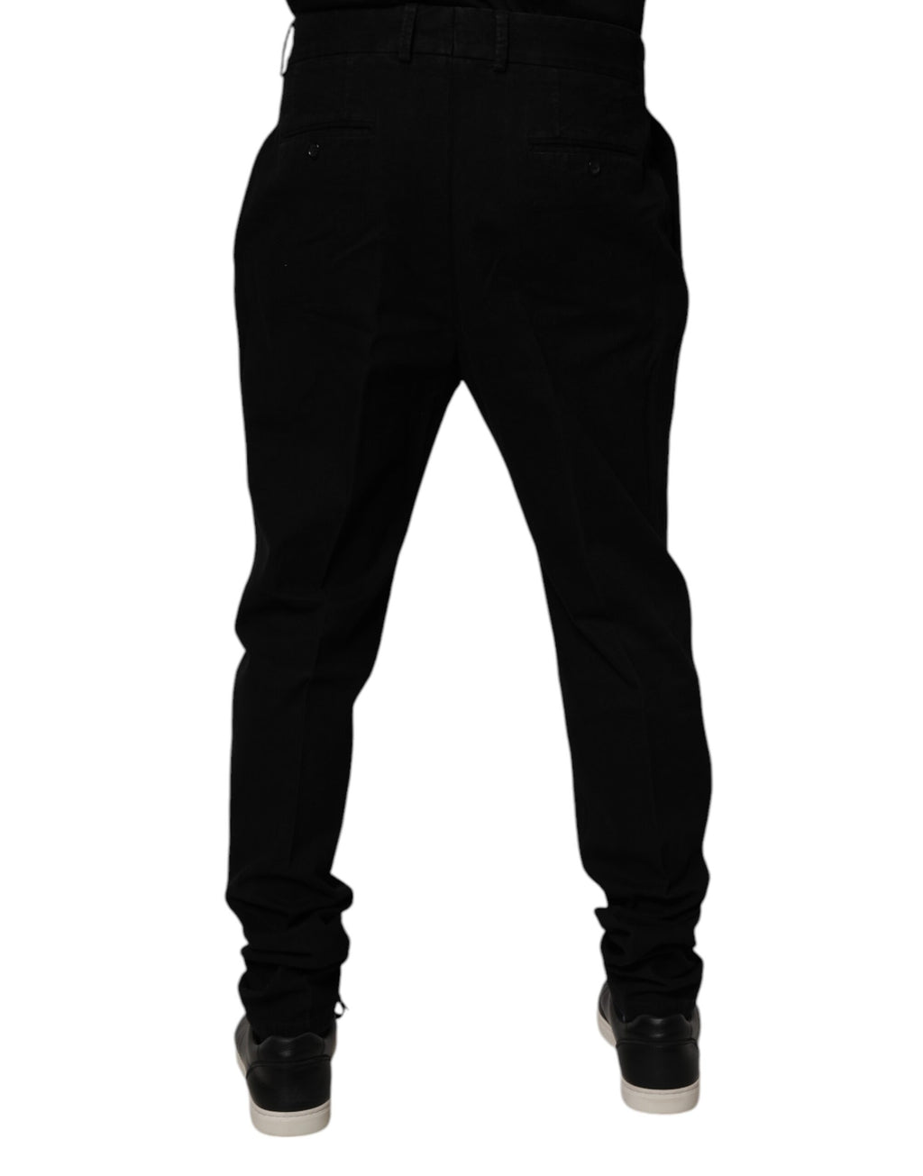 Pantalon skinny en coton stretch noir de Dolce & Gabbana, ajusté et élégant, visible en gros plan.