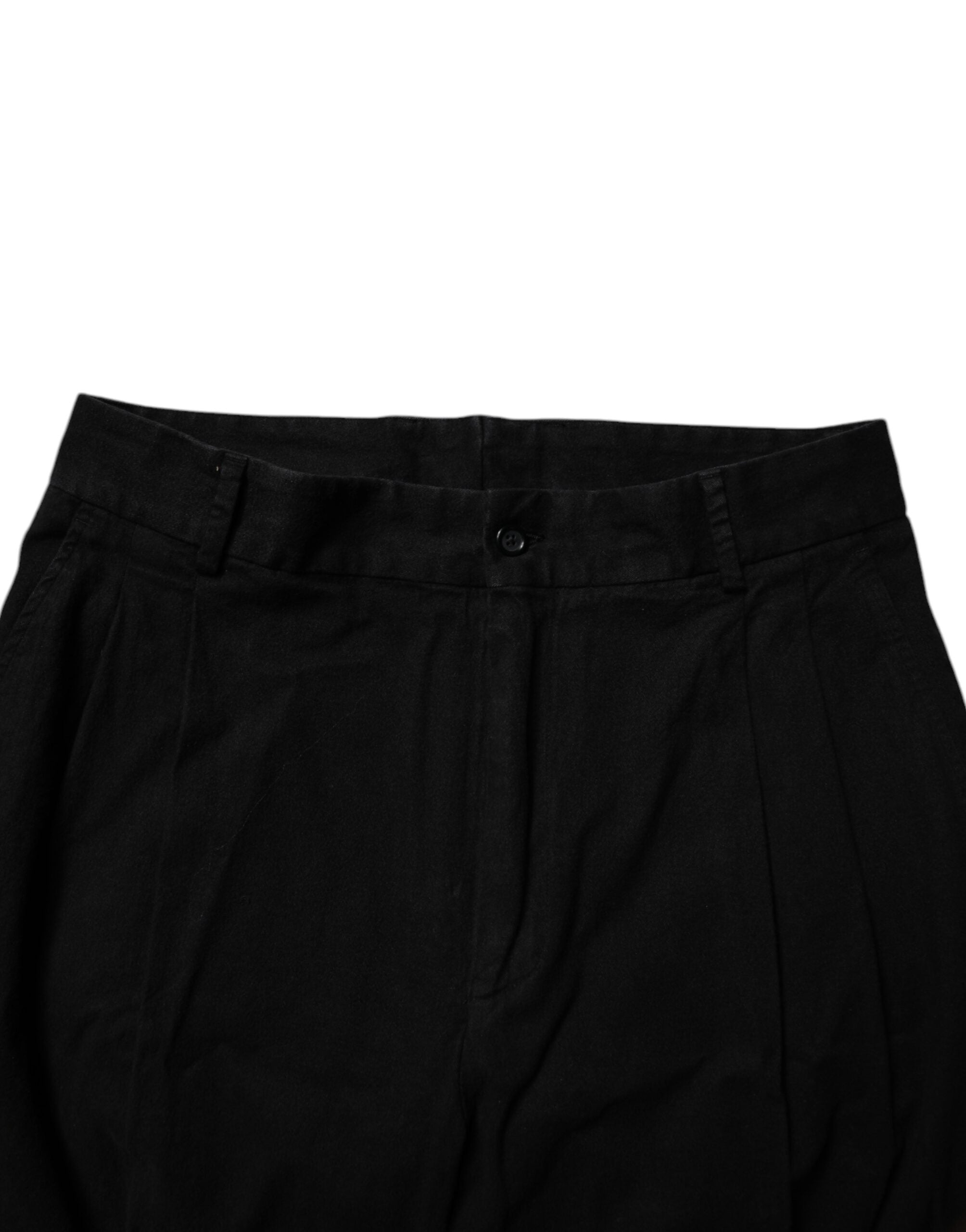 Pantalon skinny en coton stretch noir de Dolce & Gabbana, coupe ajustée et élégante, visible en gros plan.