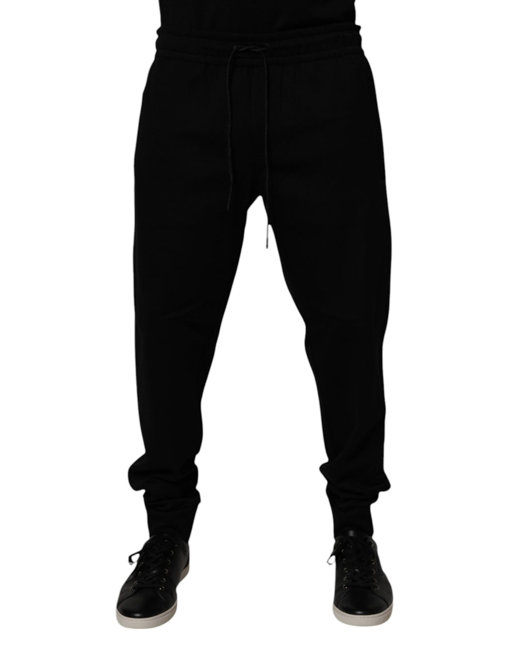 Pantalon de jogging Dolce & Gabbana en coton mélangé noir, style décontracté avec logo discret.