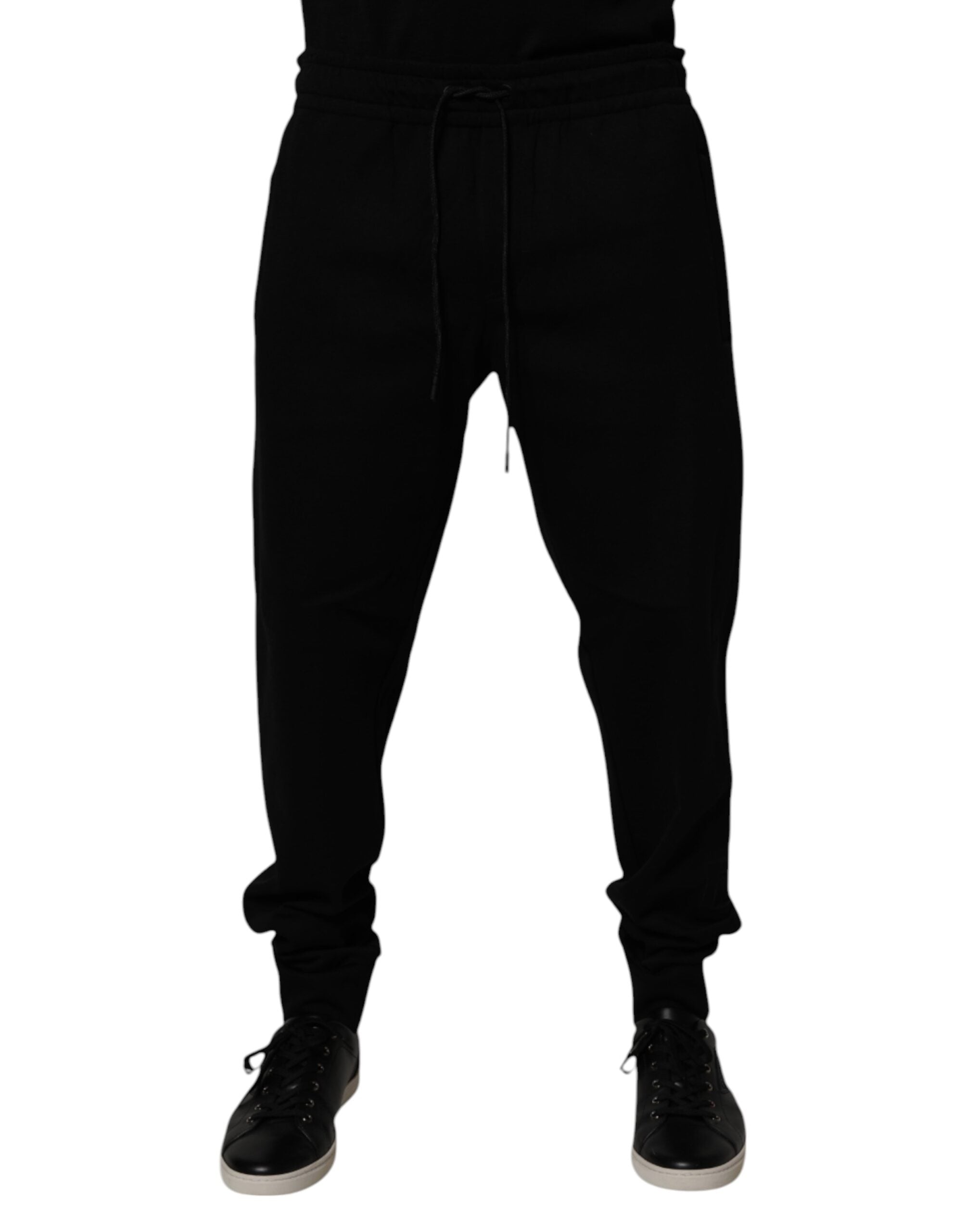 Pantalon de jogging Dolce & Gabbana en coton mélangé noir, style décontracté avec logo discret.