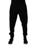 Pantalon de jogging Dolce & Gabbana en coton mélangé noir, style décontracté avec ceinture élastique et poches latérales.