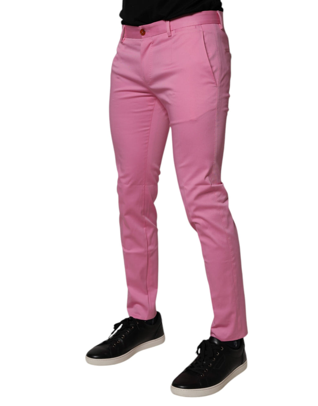 Pantalon homme slim rose en coton Dolce & Gabbana, pantalon de costume formel pour homme, adapté pour occasions élégantes.