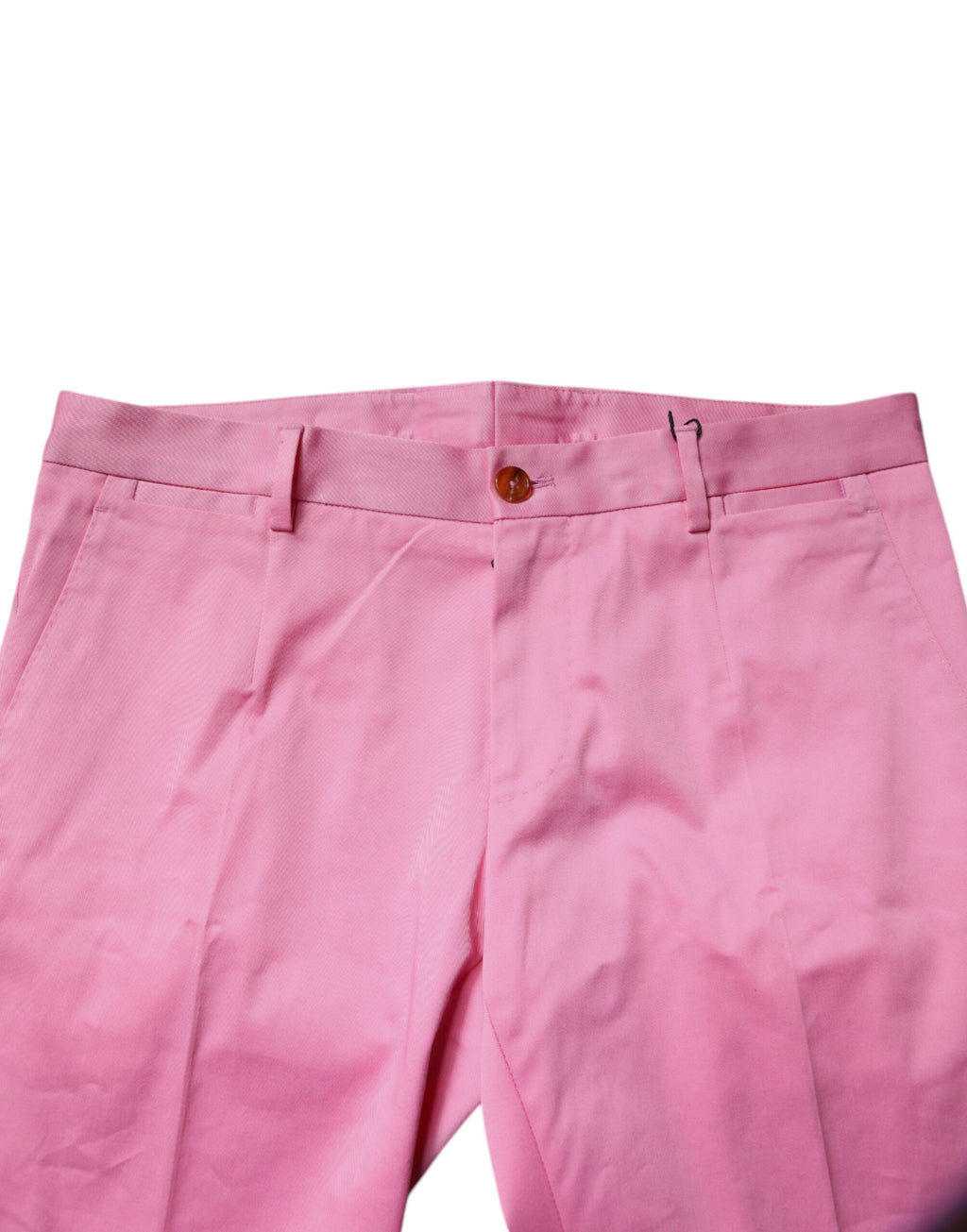 Pantalon homme formel coupe slim en coton rose de Dolce & Gabbana, style élégant et moderne.