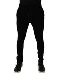 Pantalon de jogging pour homme Dolce & Gabbana en cachemire noir avec ceinture élastique et poches latérales.