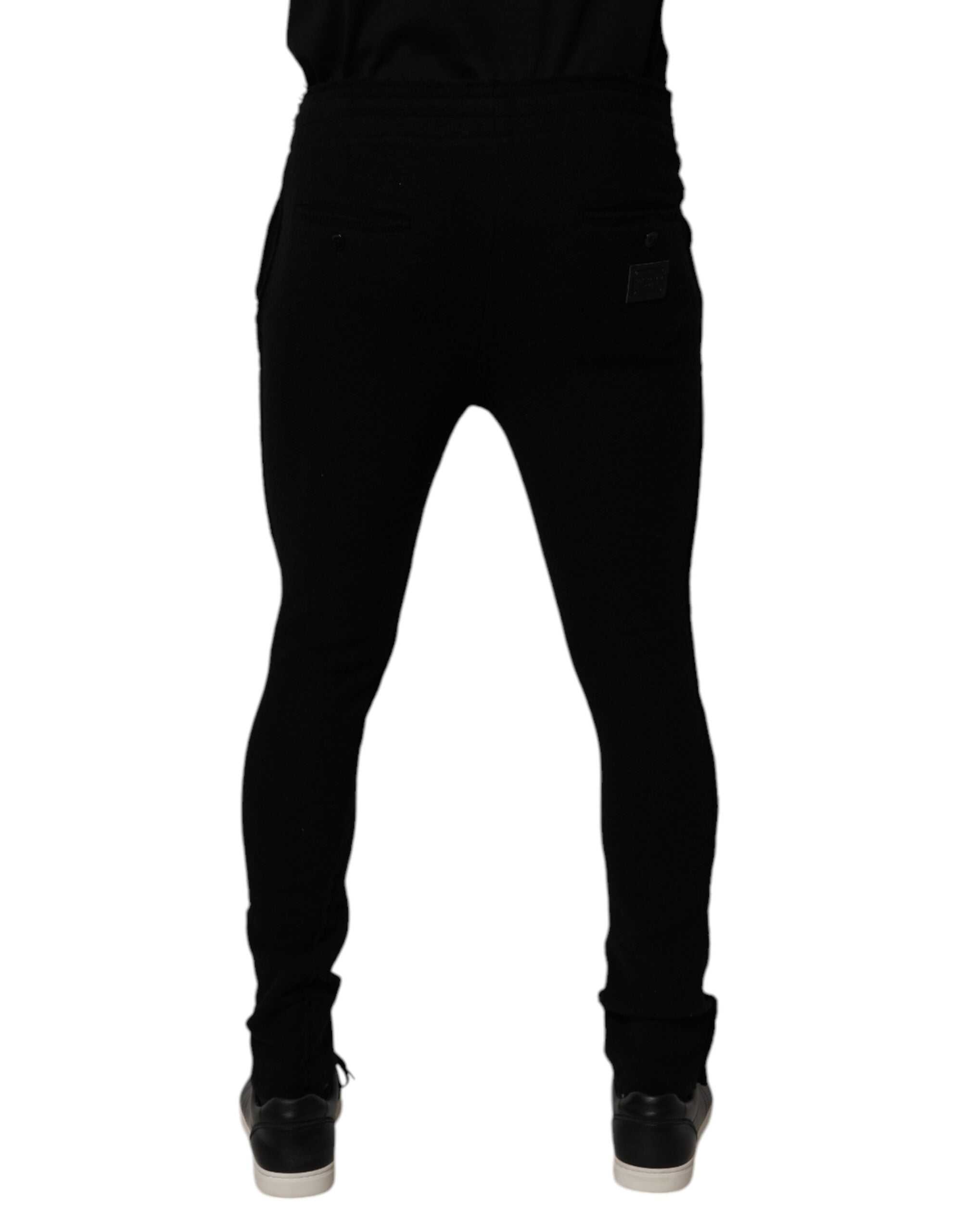 Pantalon de jogging Dolce & Gabbana en cachemire noir pour homme, confortable et élégant, avec coupe décontractée.