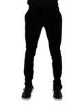 Pantalon formel pour homme Dolce & Gabbana Violet Velvet en coton, élégant et confortable, avec coupe classique.