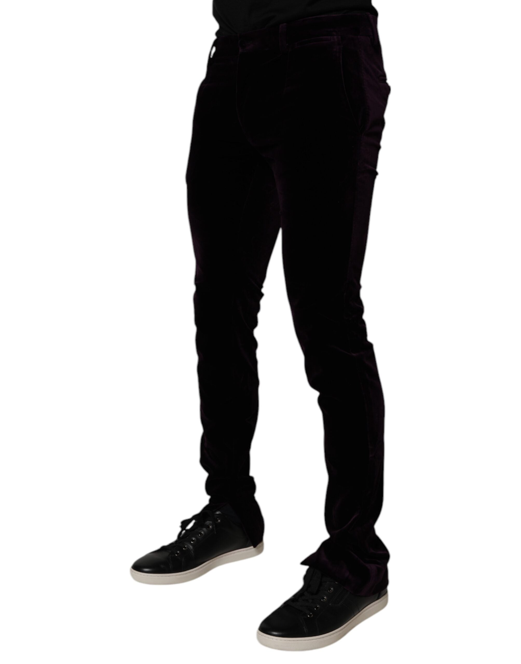 Pantalon habillé en coton violet Velvet de Dolce & Gabbana pour homme, style formel et élégant.
