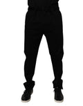 Pantalon homme skinny noir en coton de la marque Dolce & Gabbana, pantalon de costume formel élégant.