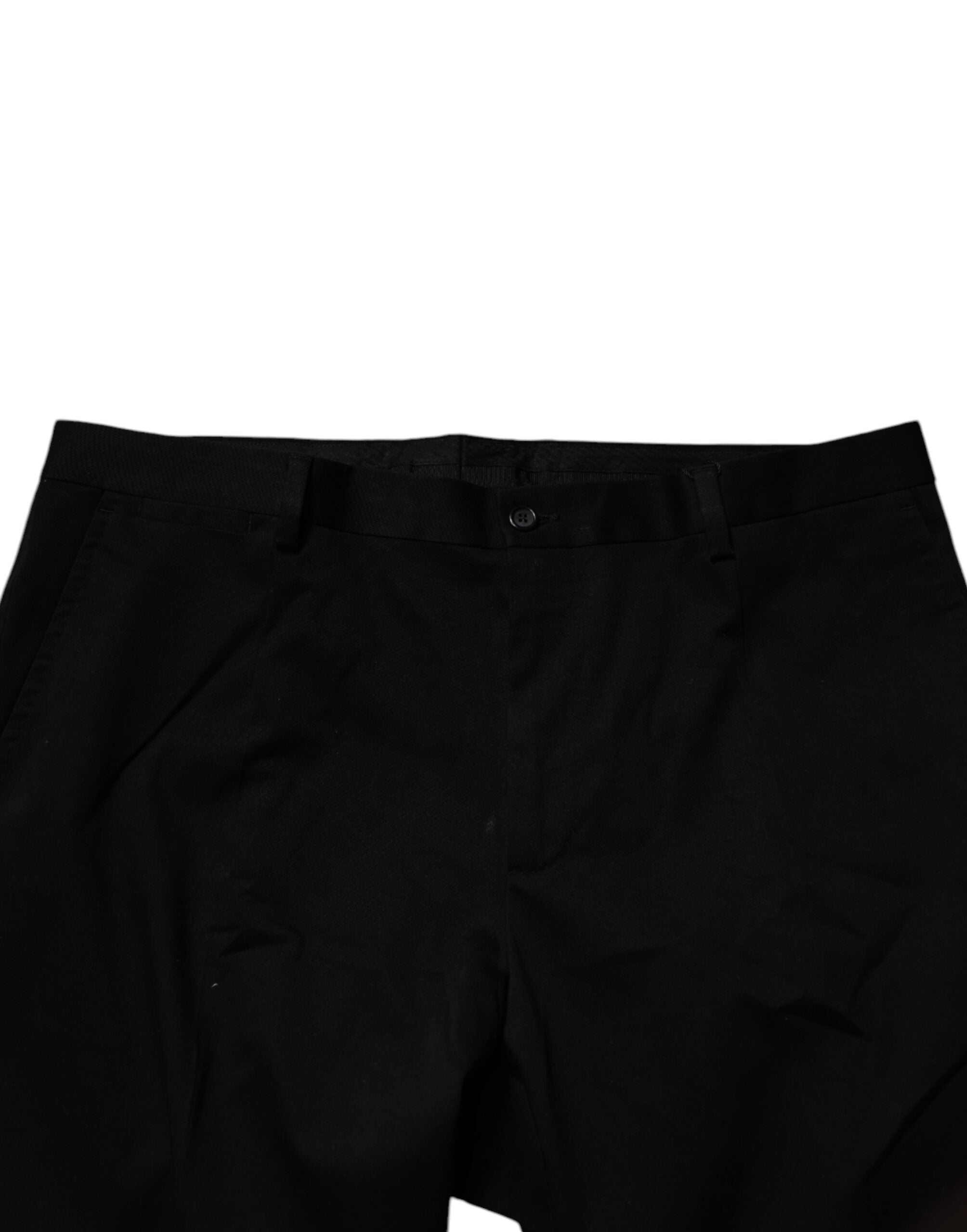 Pantalon homme Dolce & Gabbana en coton noir, coupe skinny, pantalon de costume formel, style élégant et moderne.