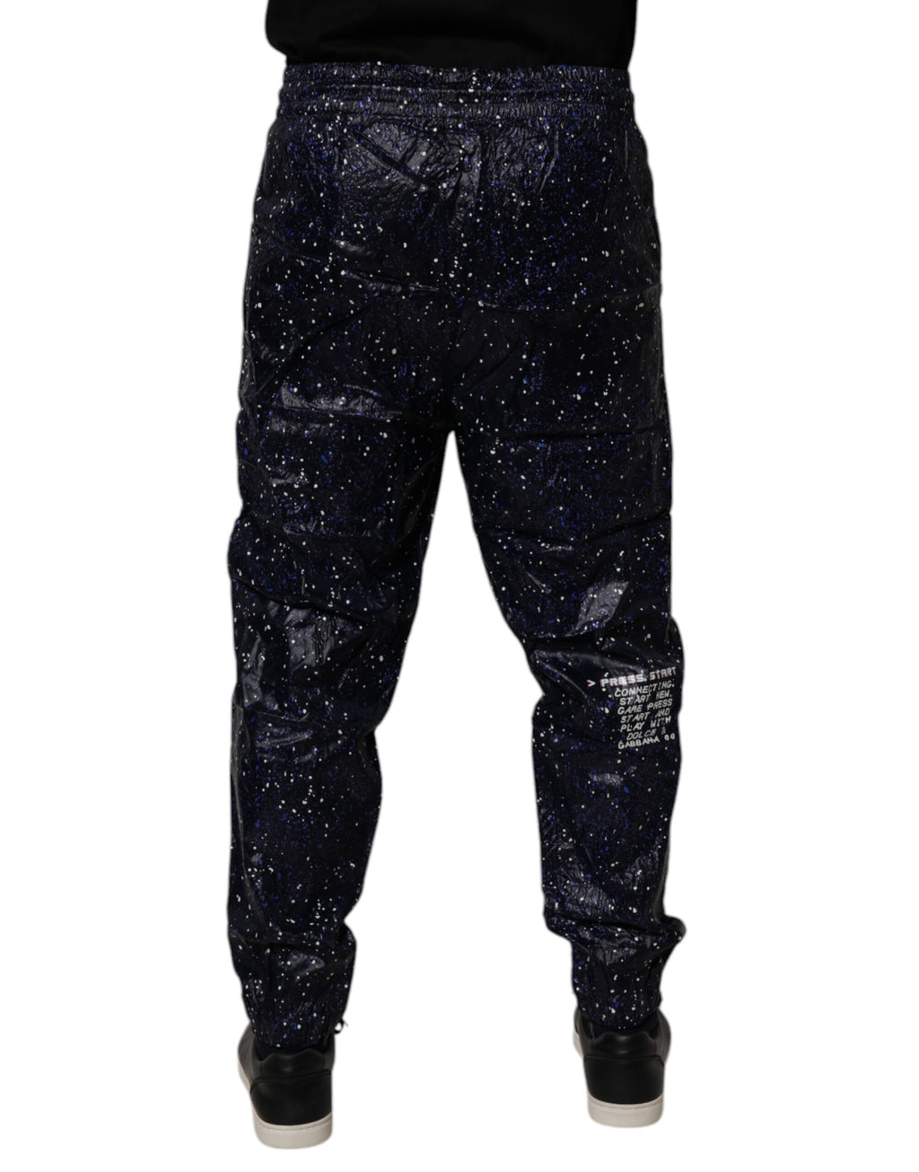 Pantalons jogger en coton bleu foncé avec motif DG Game de Dolce & Gabbana, style décontracté et tendance.