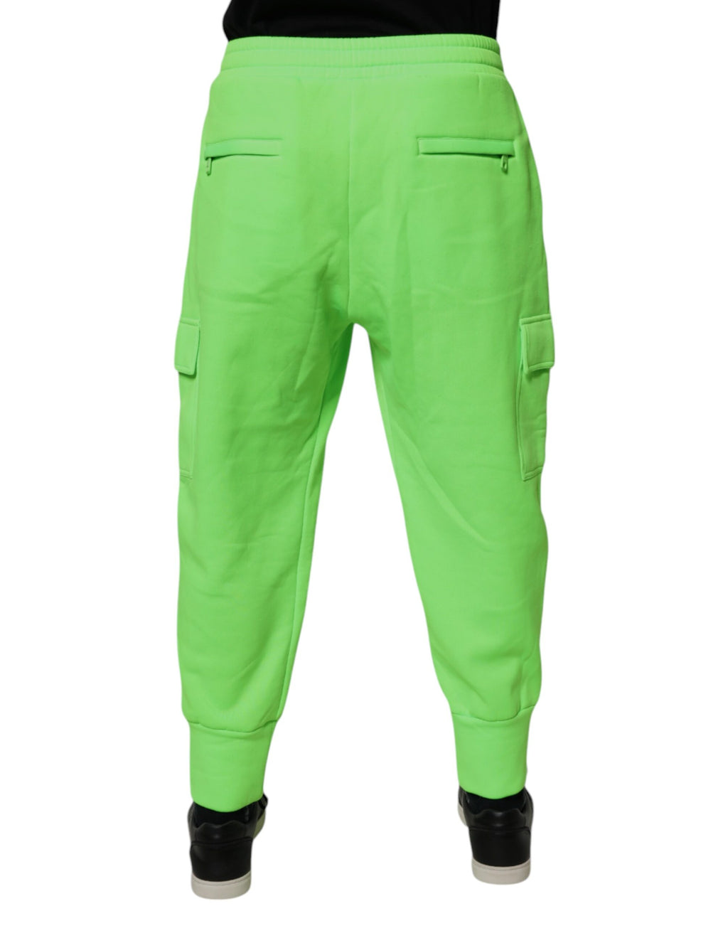 Pantalon de jogging cargo vert néon pour homme Dolce & Gabbana, style décontracté avec poches latérales et taille élastique.