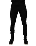 Pantalon de jogging en coton noir Dolce & Gabbana pour homme, style décontracté avec ceinture élastique et poches latérales.