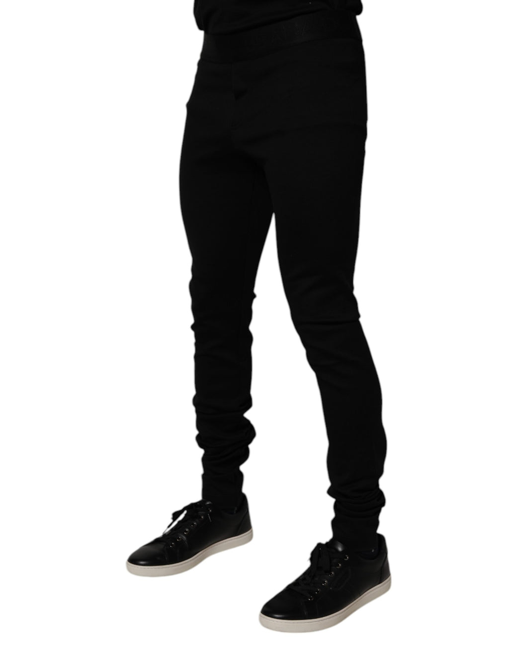 Pantalon de jogging en coton noir Dolce & Gabbana pour homme, style décontracté et confortable avec logo subtil.