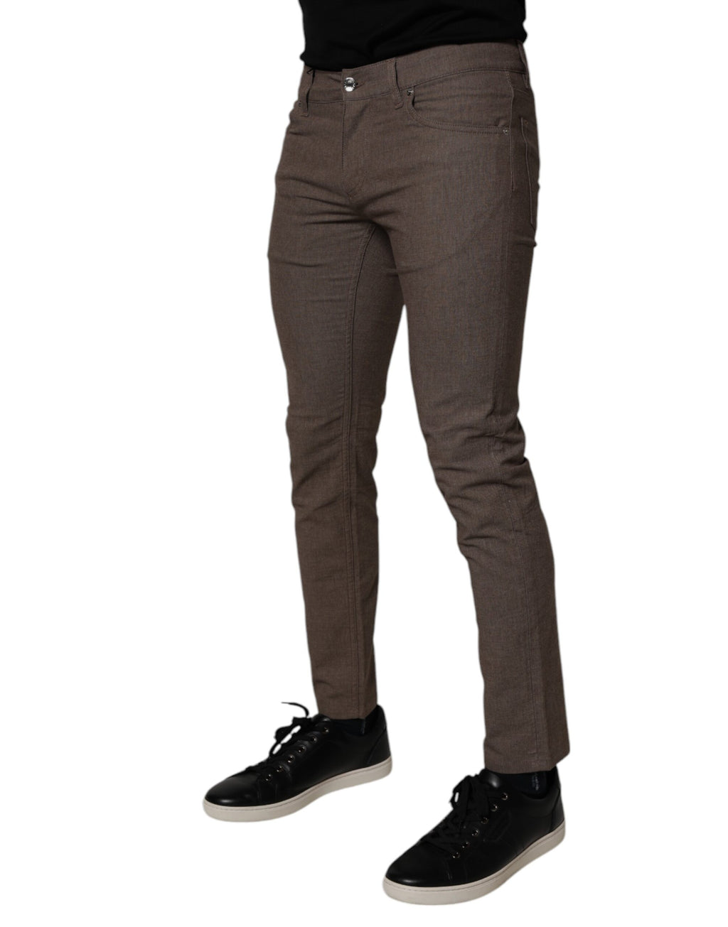 Pantalons chino Dolce & Gabbana en coton marron et extensible, vue de face avec détails classiques et couture soignée