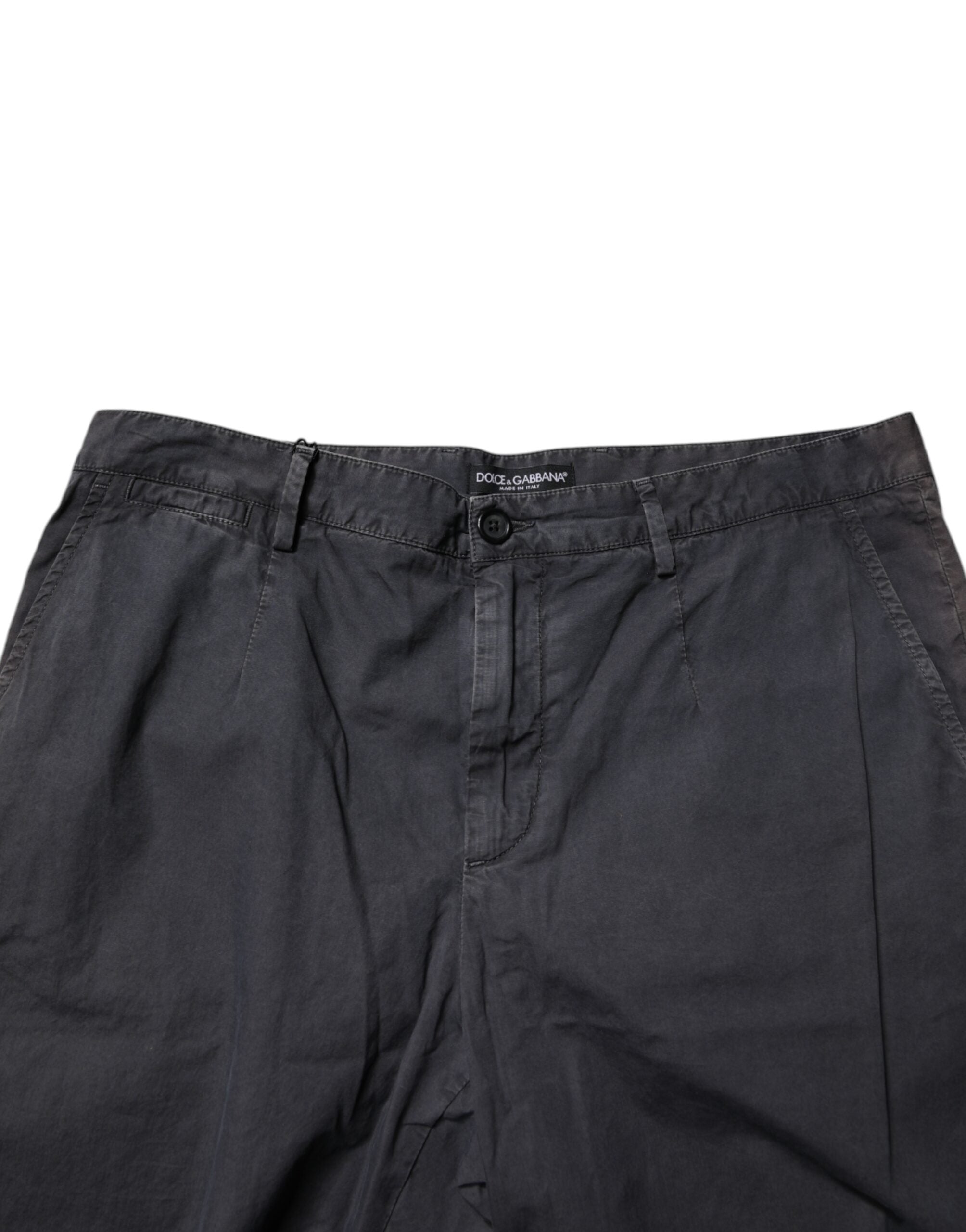 Shorts bermuda homme gris foncé en coton de taille moyenne de Dolce & Gabbana, style décontracté et élégant.