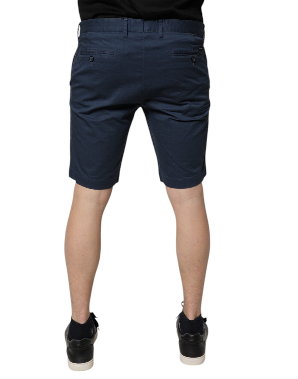 Shorts bermuda en coton bleu Dolce & Gabbana pour homme, ceinture mi-hauteur, style décontracté et élégant.