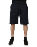 Shorts bermuda en coton bleu foncé de Dolce & Gabbana, sweatshorts décontractés avec logo de la marque.