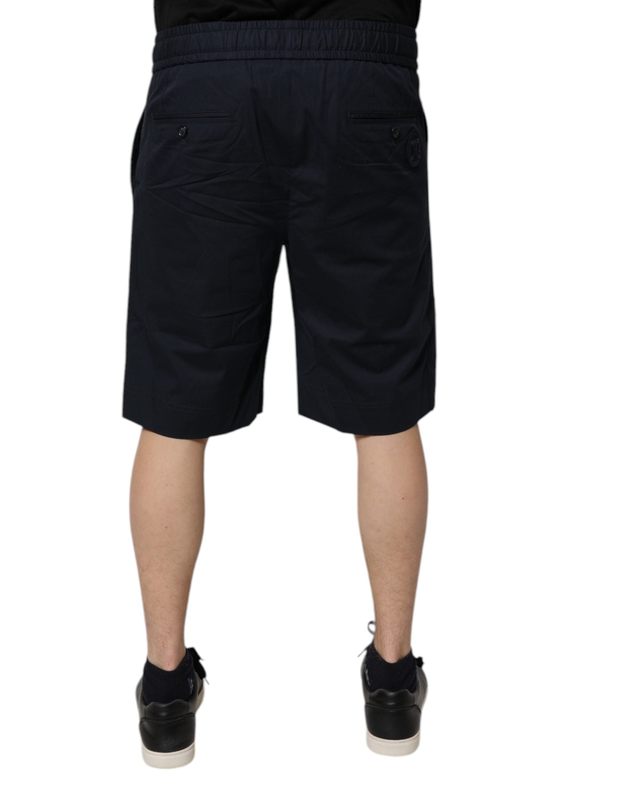 Shorts bermuda en coton bleu foncé de Dolce & Gabbana, sweatshorts décontractés avec logo élégant.