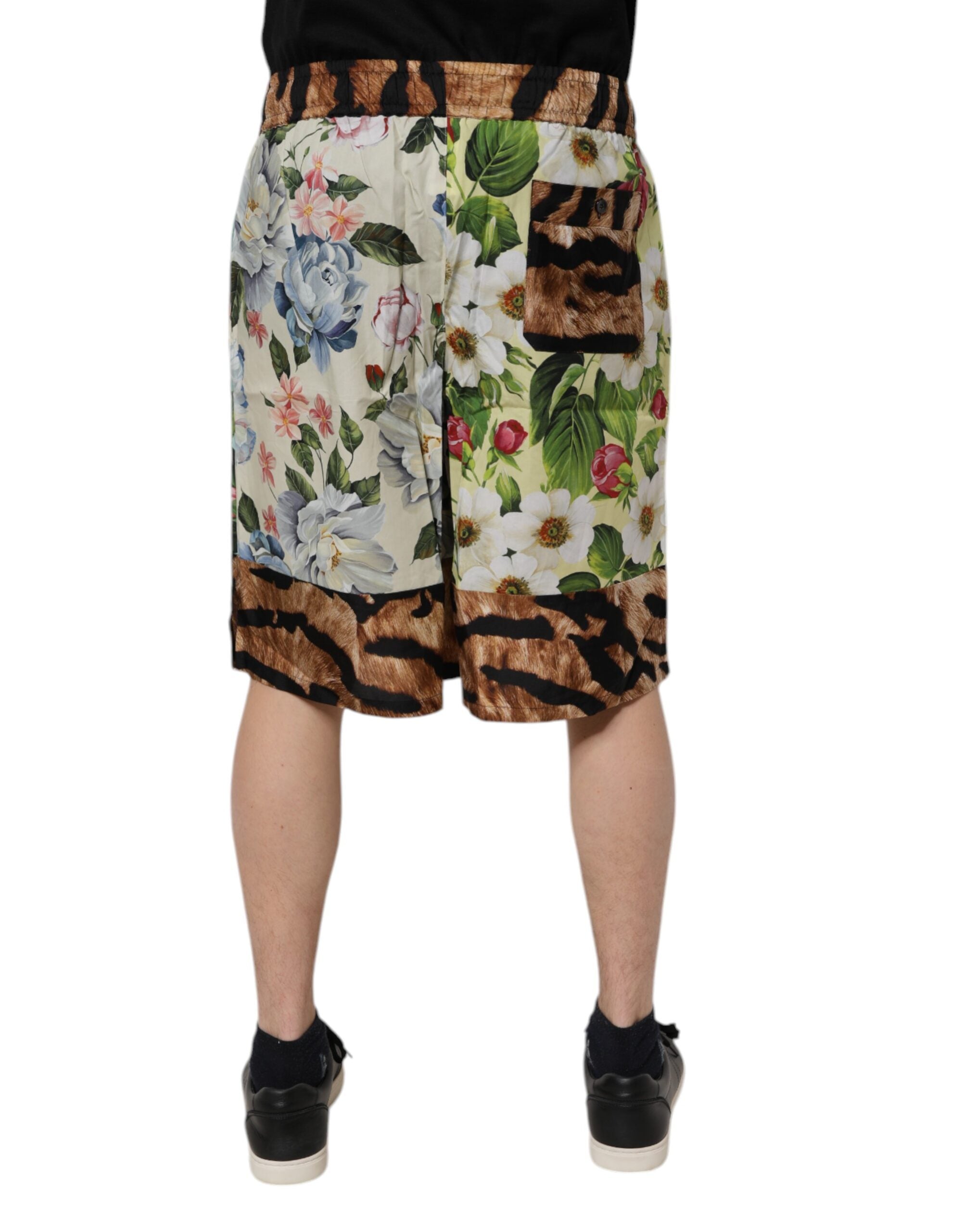 Shorts bermuda pour hommes Dolce & Gabbana à motifs floraux multicolores, style élégant et décontracté.
